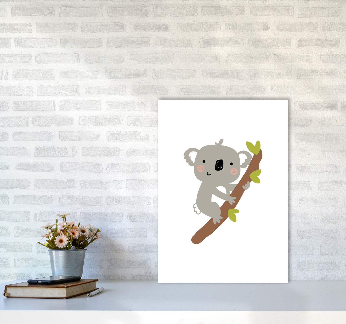 Children's Animals, Koala Modern Print A2 Black Frame
