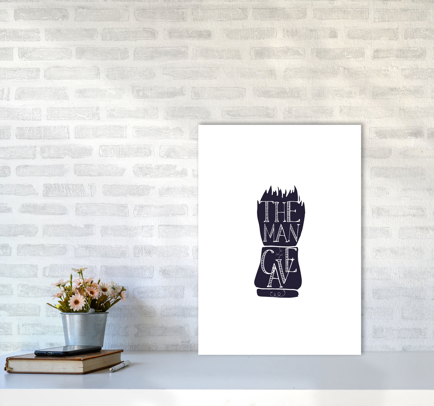 The Man Cave 2 Modern Print, Framed Bathroom Wall Art A2 Black Frame