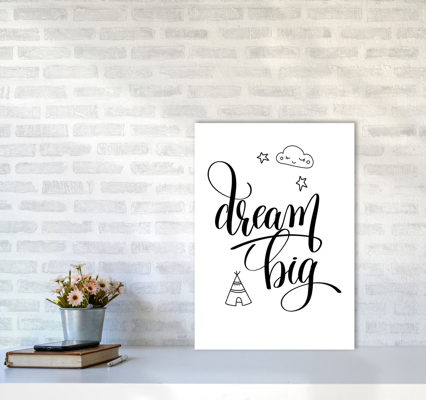 Dream Big Black Framed Nursey Wall Art Print A2 Black Frame