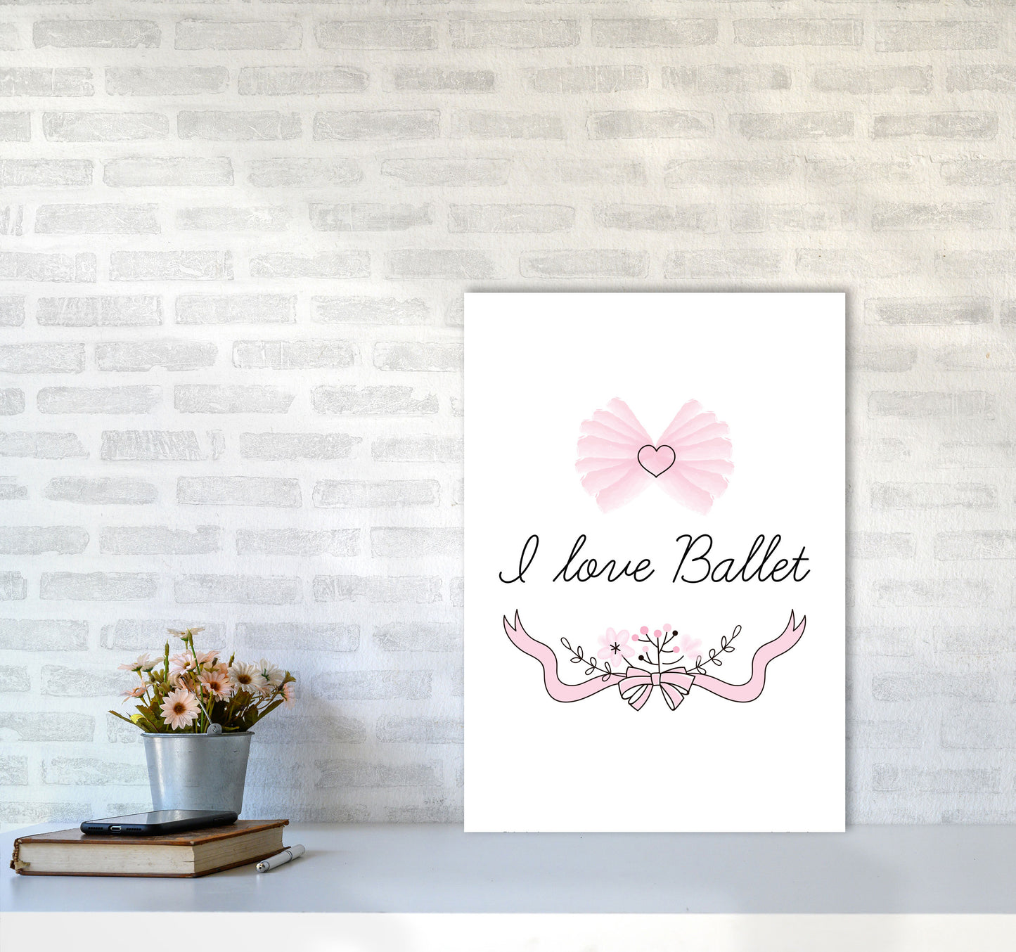 I Love Ballet Framed Nursey Wall Art Print A2 Black Frame