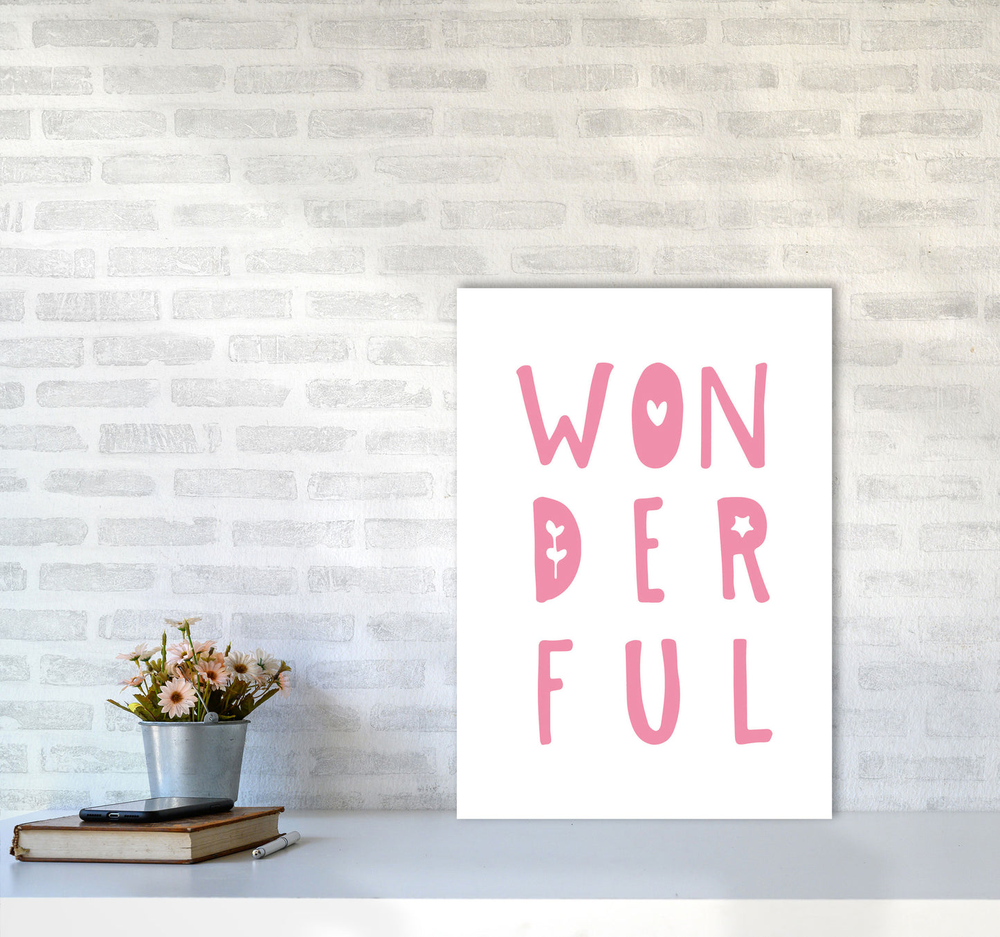 Wonderful Pink Framed Nursey Wall Art Print A2 Black Frame