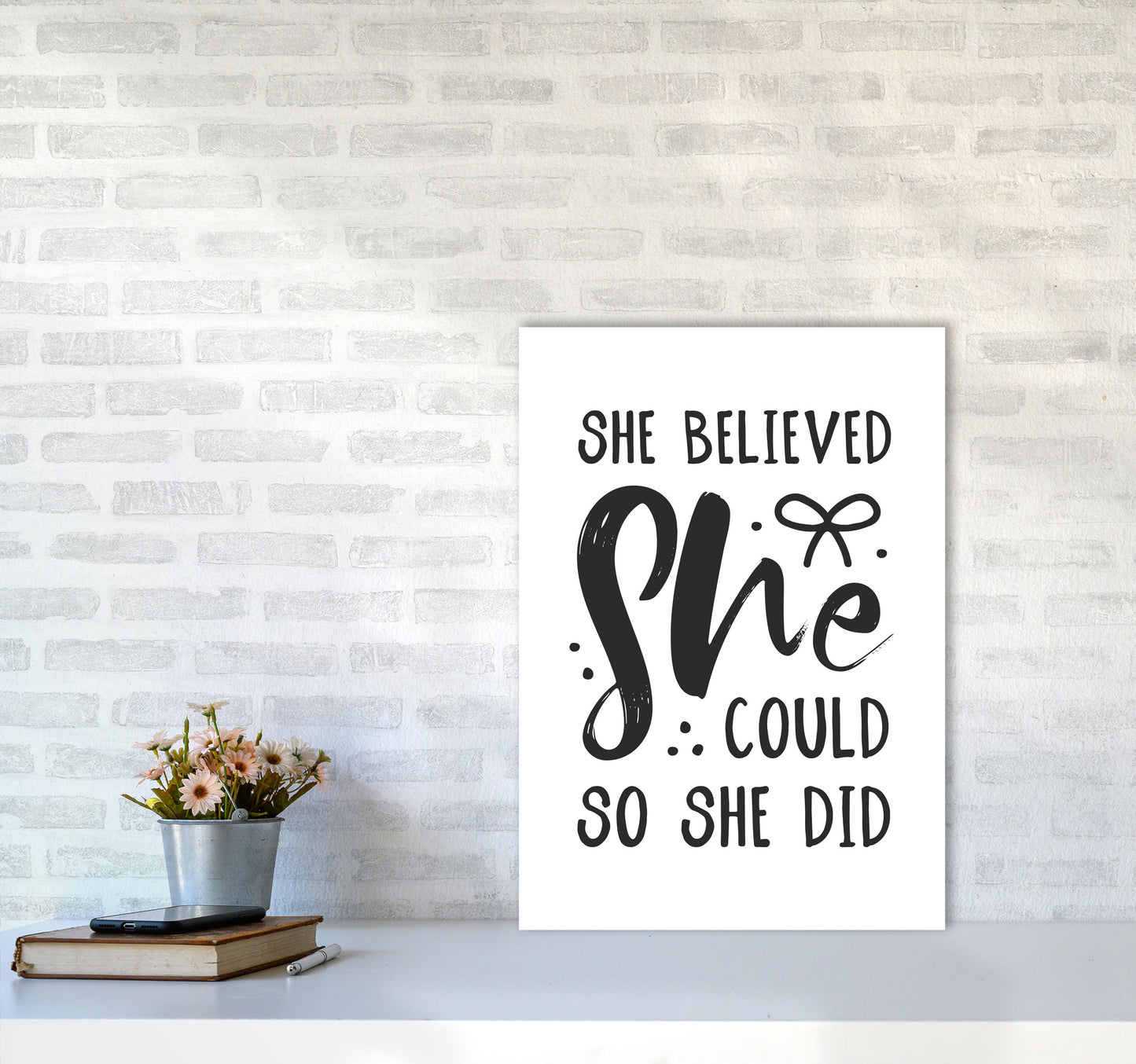 She Believed She Could So She Did Black Modern Print A2 Black Frame