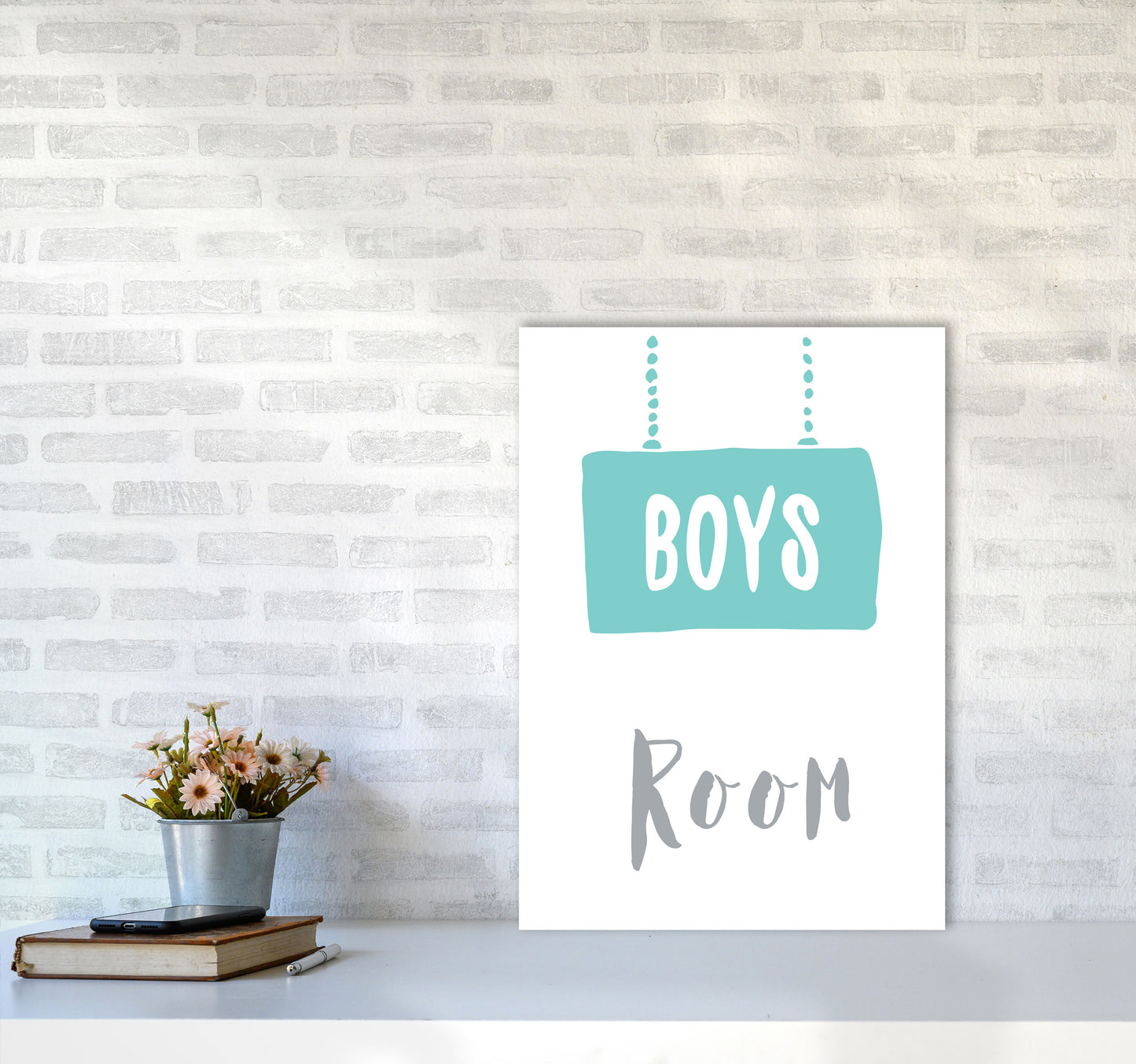 Boys Room Mint Framed Nursey Wall Art Print A2 Black Frame