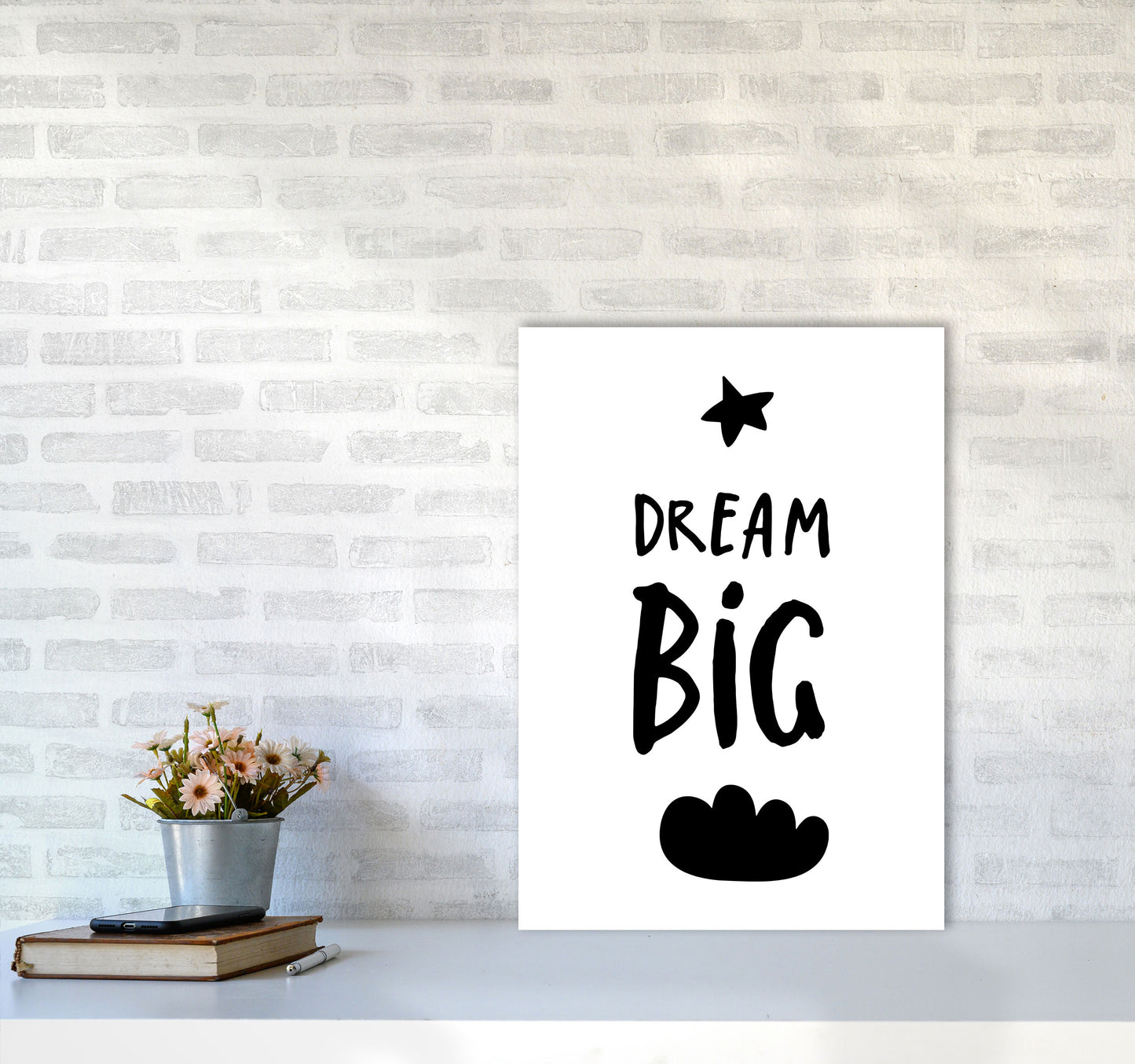 Dream Big Black Framed Typography Wall Art Print A2 Black Frame