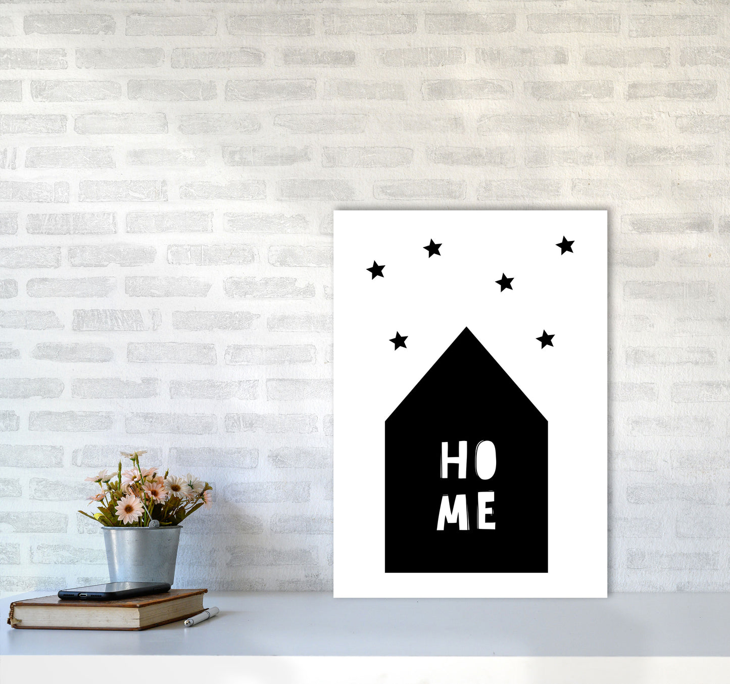 Home Scandi Framed Typography Wall Art Print A2 Black Frame