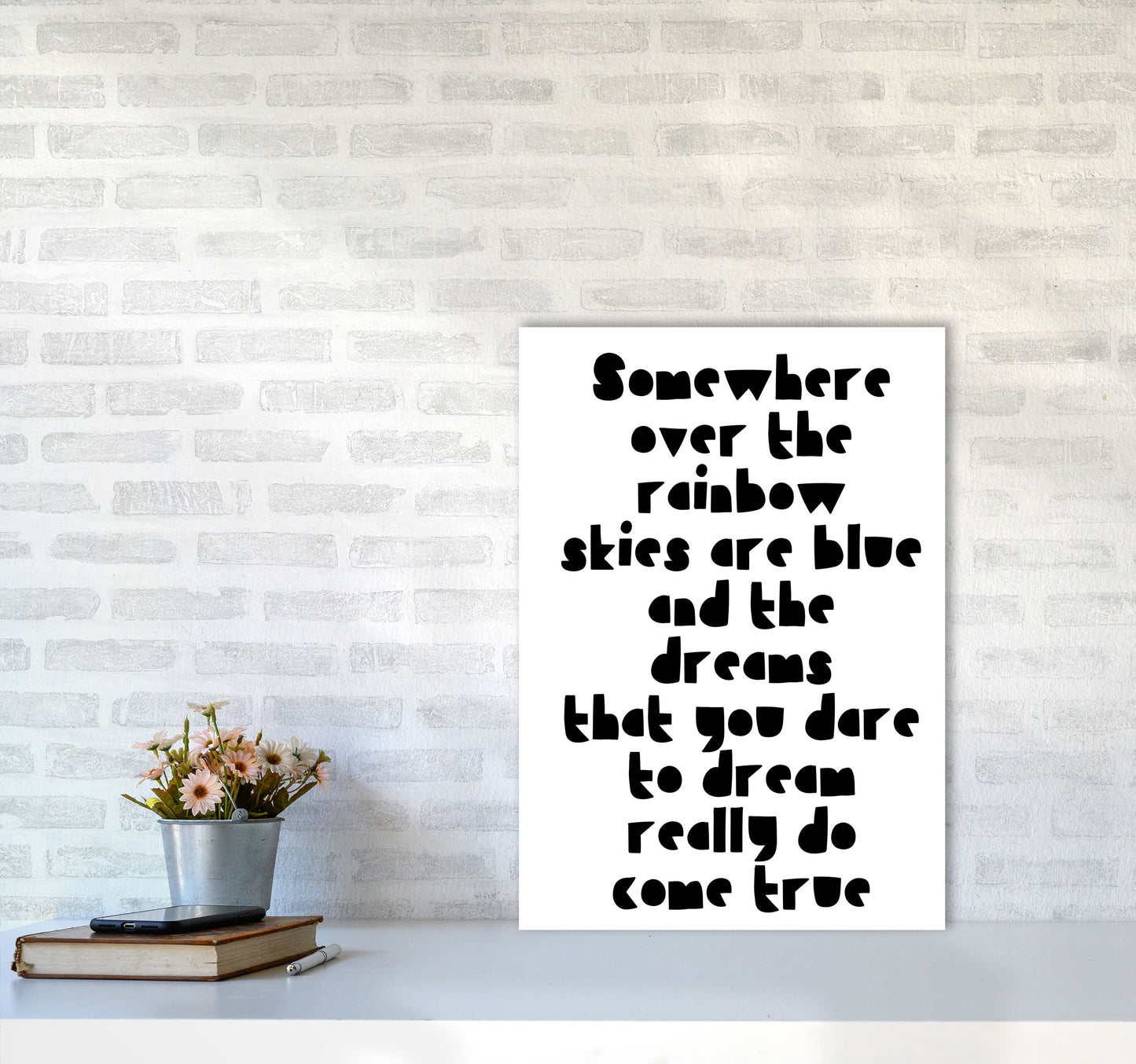 Somewhere Over The Rainbow Black Modern Print A2 Black Frame