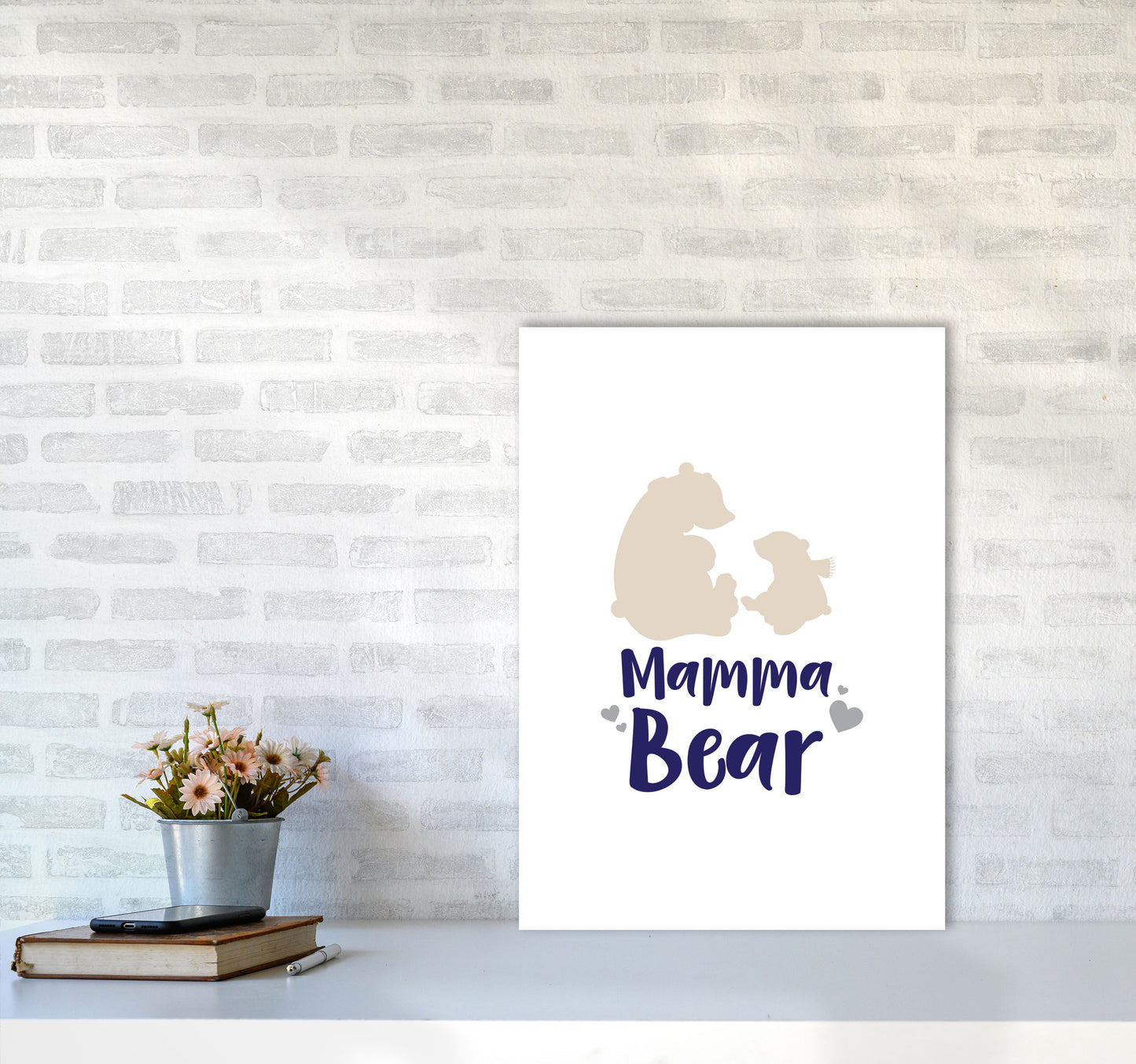 Mama Bear Framed Nursey Wall Art Print A2 Black Frame