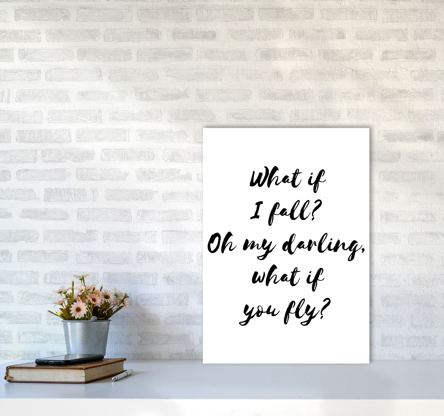What If I Fall? Black Modern Print A2 Black Frame