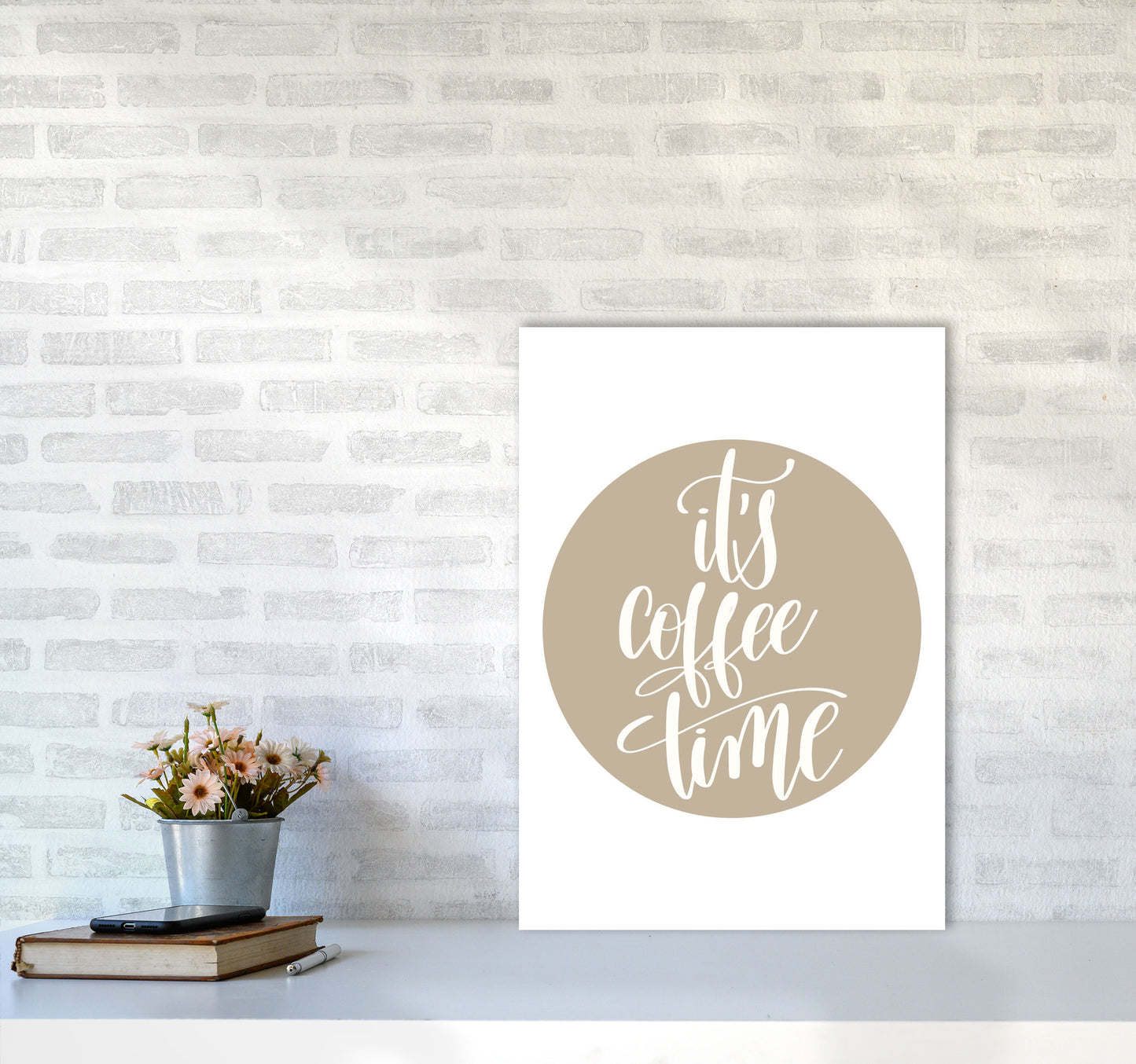 It's Coffee Time Framed Typography Wall Art Print A2 Black Frame