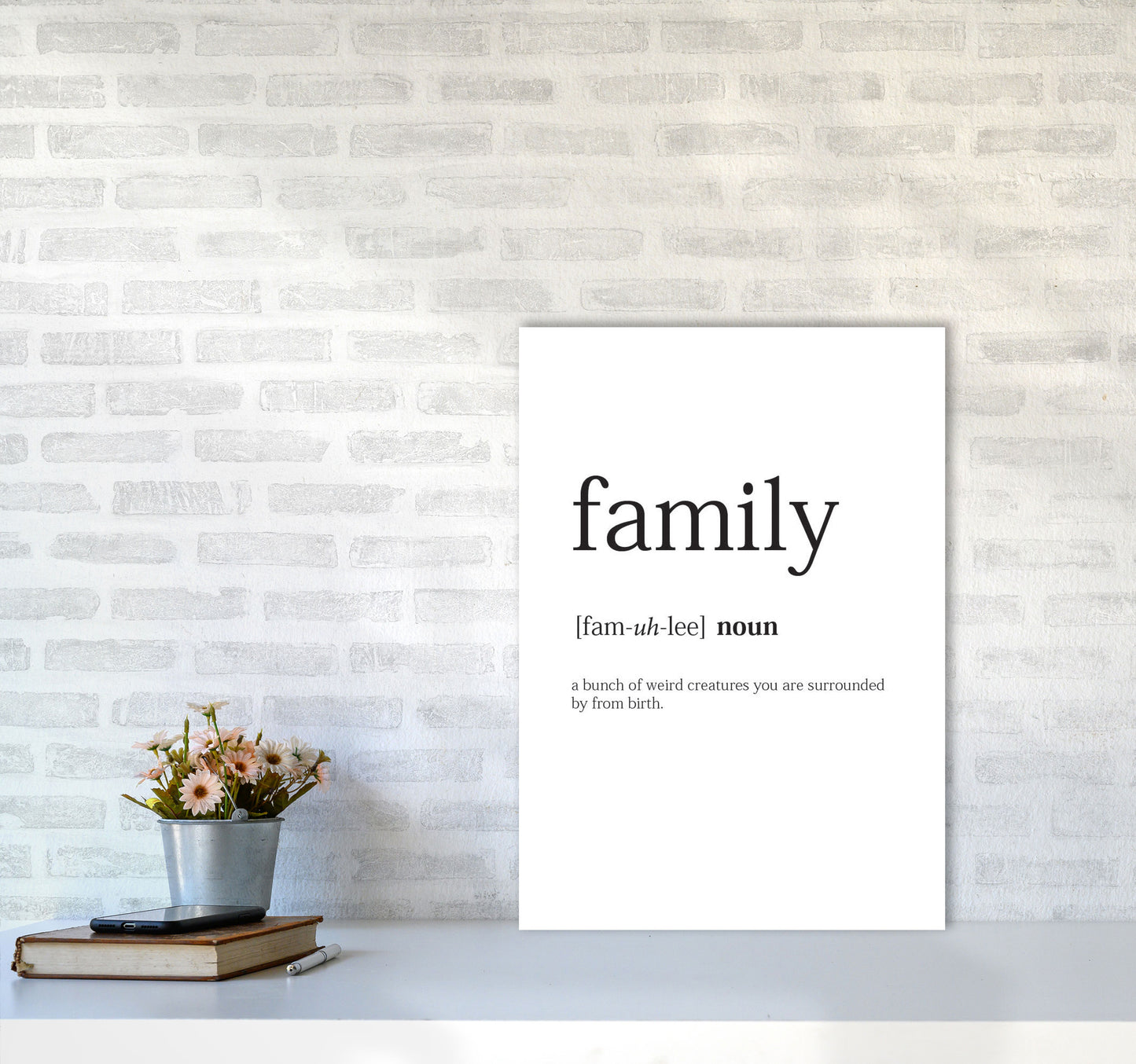 Family Framed Typography Wall Art Print A2 Black Frame