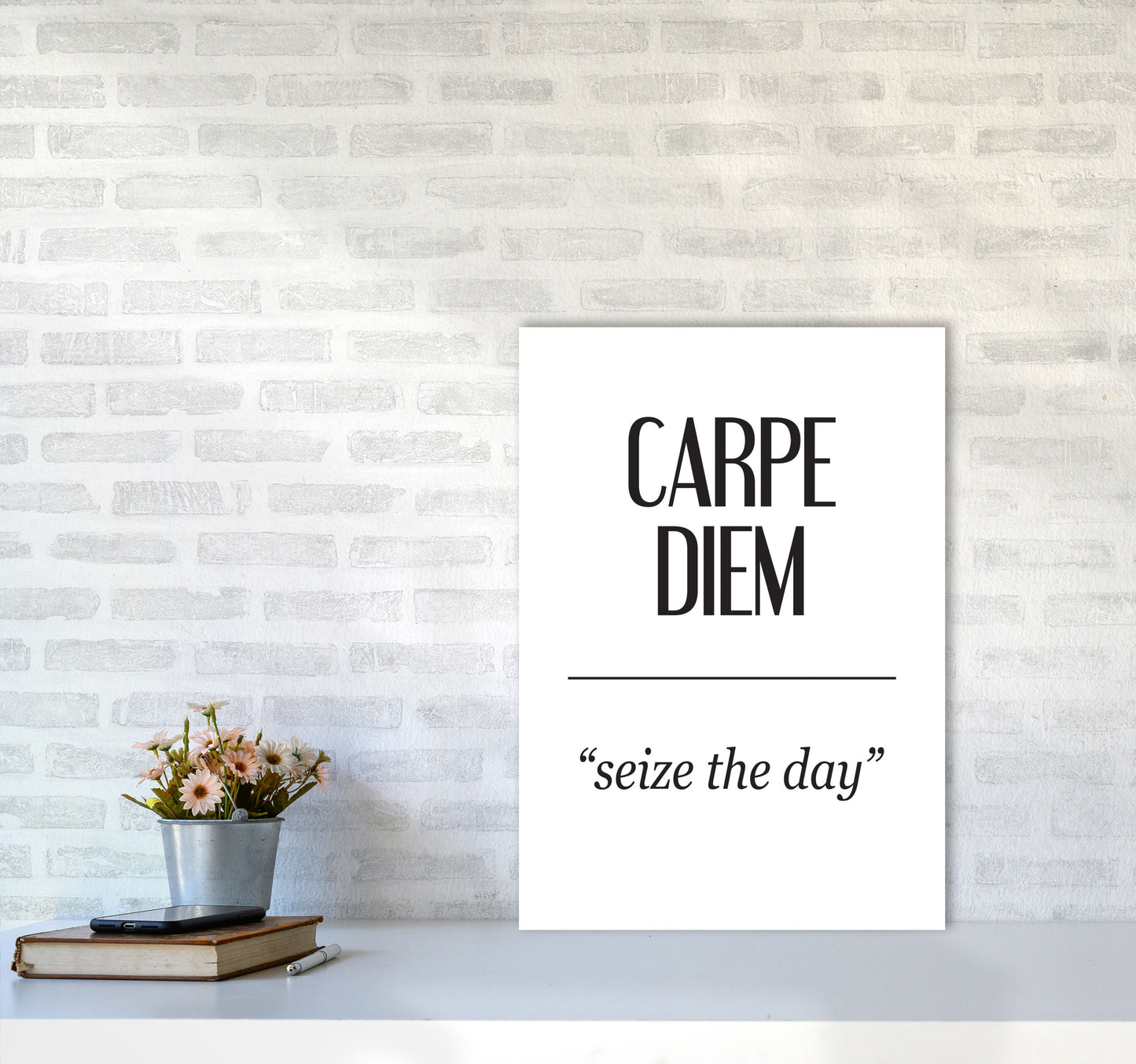 Carpe Diem Framed Typography Wall Art Print A2 Black Frame