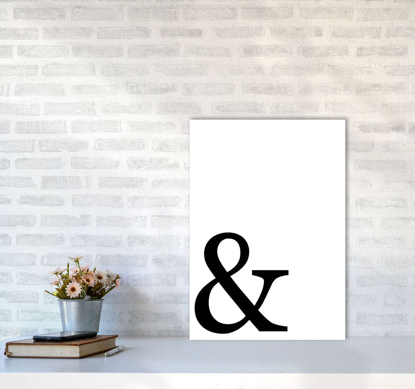 Ampersand Framed Typography Wall Art Print A2 Black Frame
