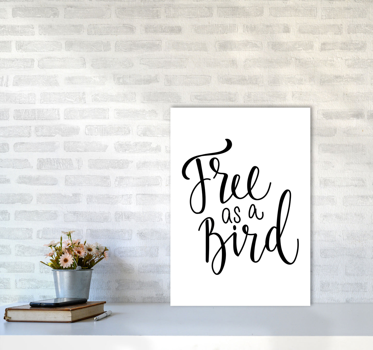 Free As A Bird Framed Typography Wall Art Print A2 Black Frame