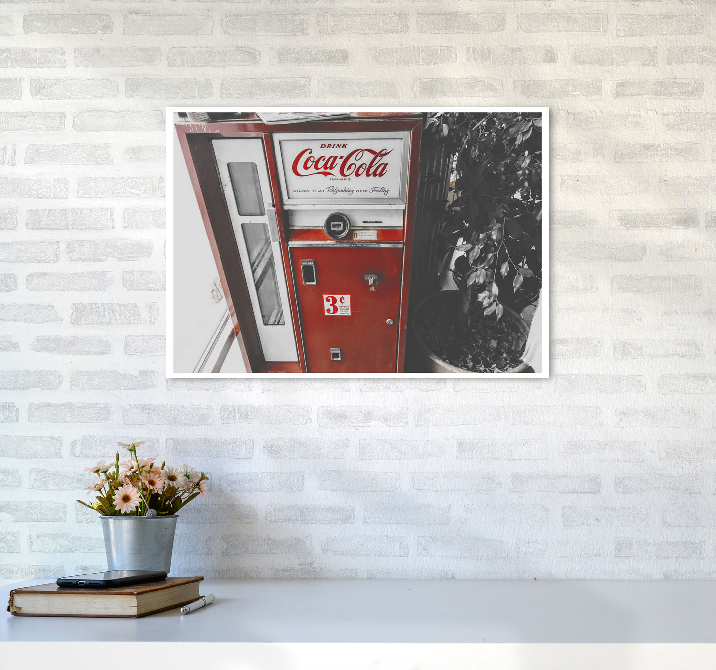 Coca Cola Vending Machine Modern Print A2 Black Frame