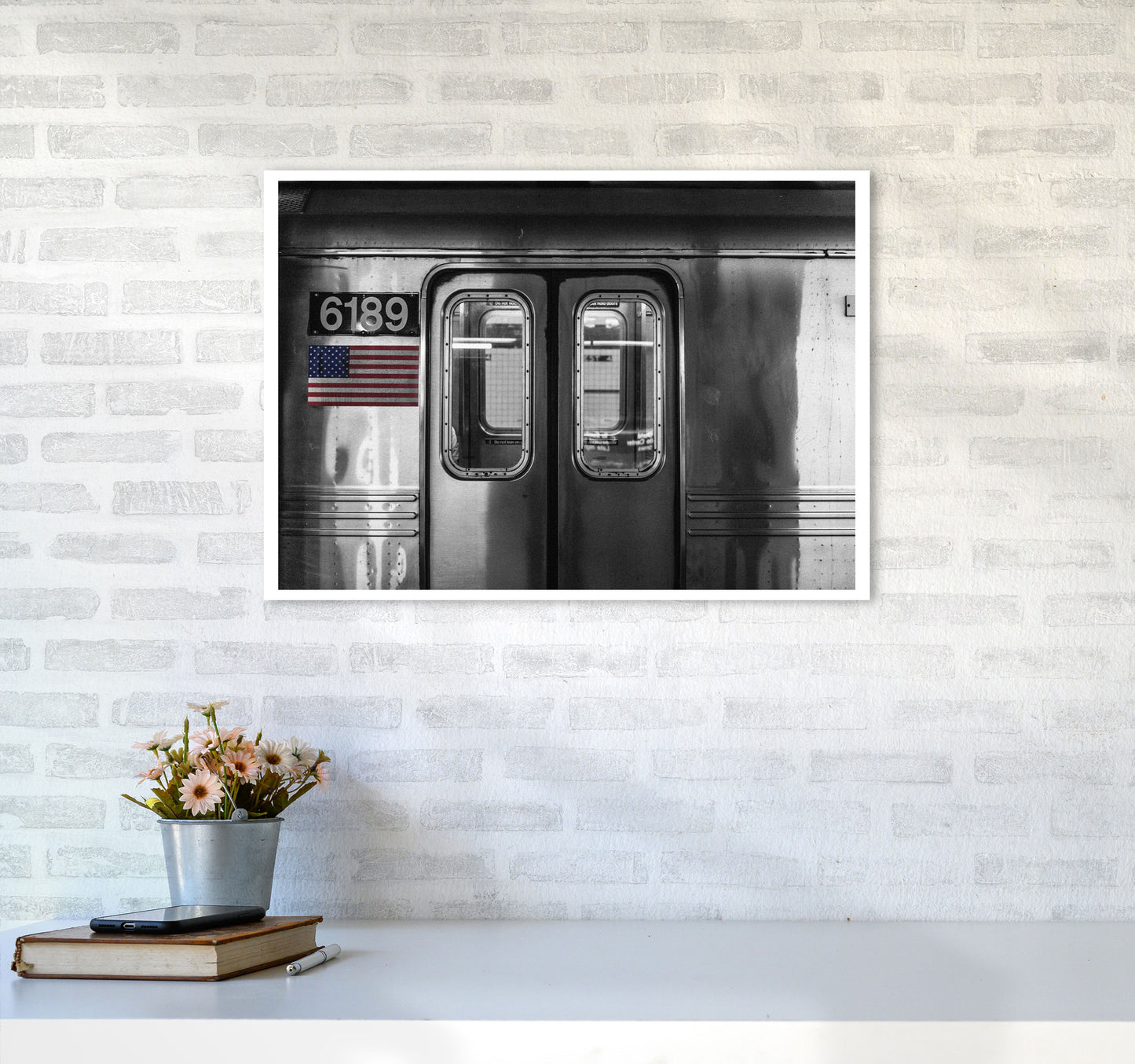 Vintage USA Subway Modern Print A2 Black Frame
