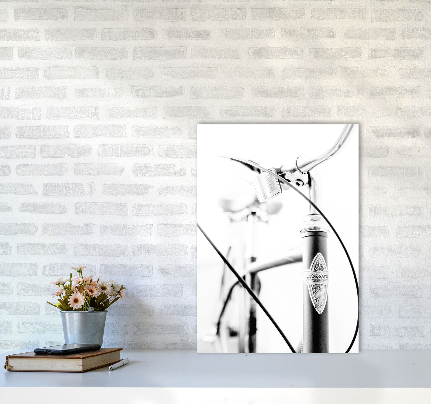 Retro Bike Frame Modern Print A2 Black Frame