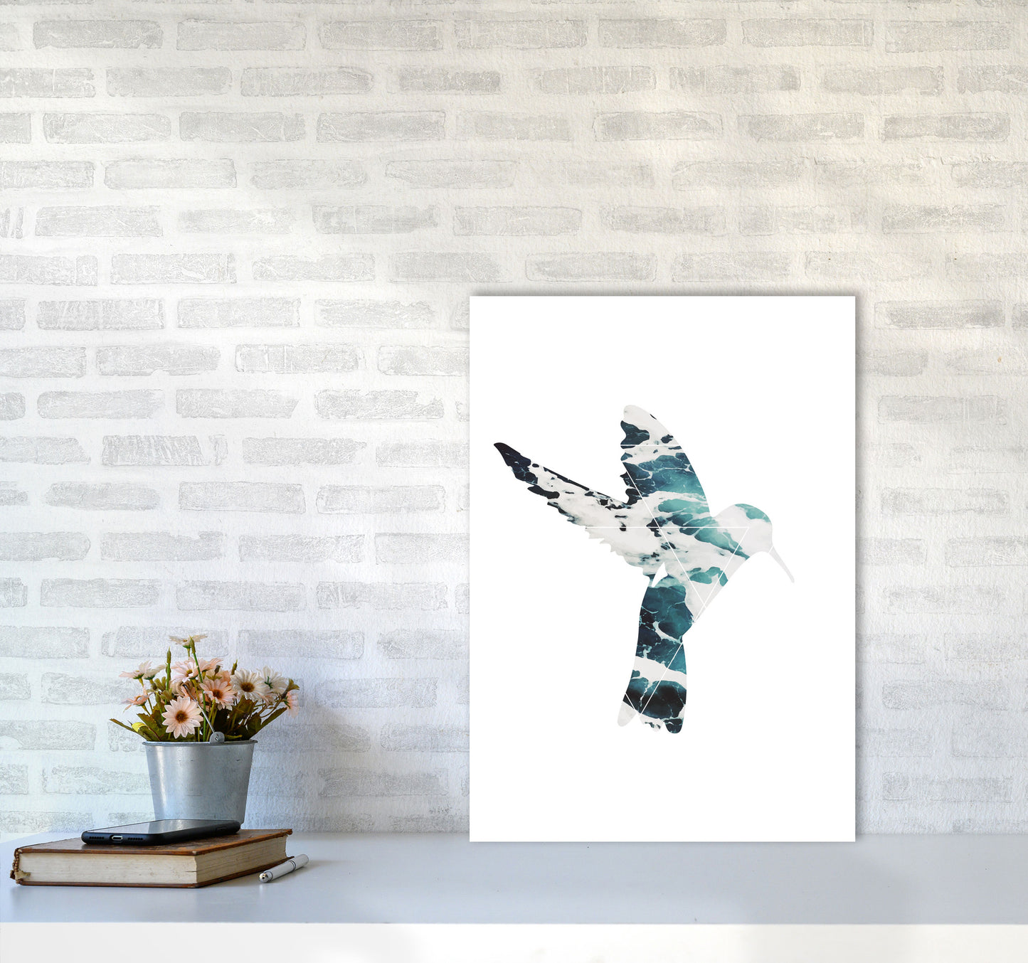 Blue Sea Bird Modern Print Animal Art Print A2 Black Frame