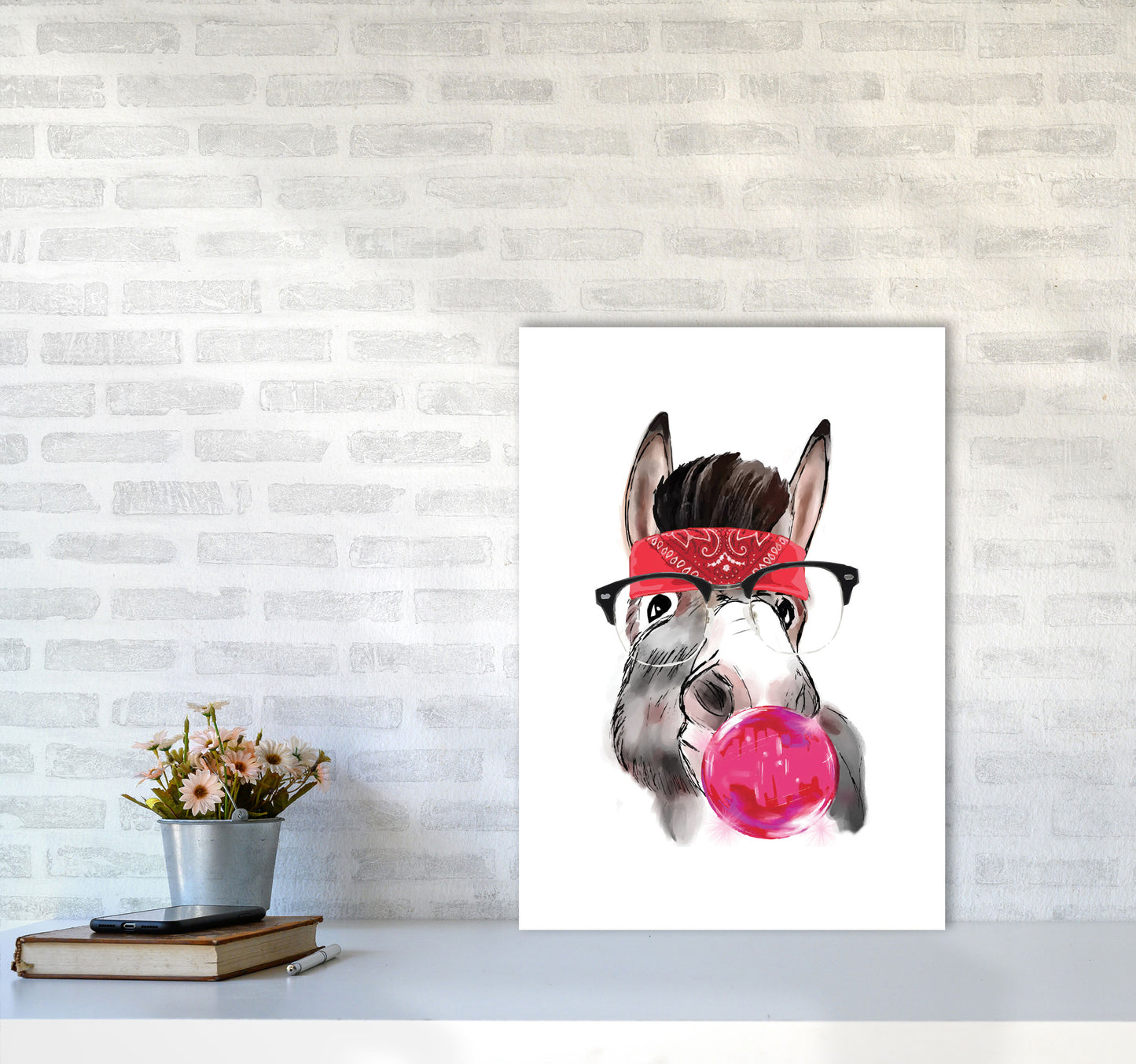 Gangster Donkey Modern Print Animal Art Print A2 Black Frame