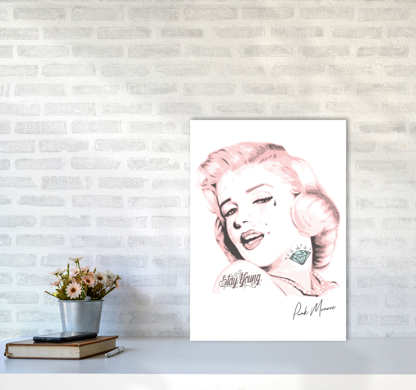 Pink Punk Monroe Modern Print A2 Black Frame