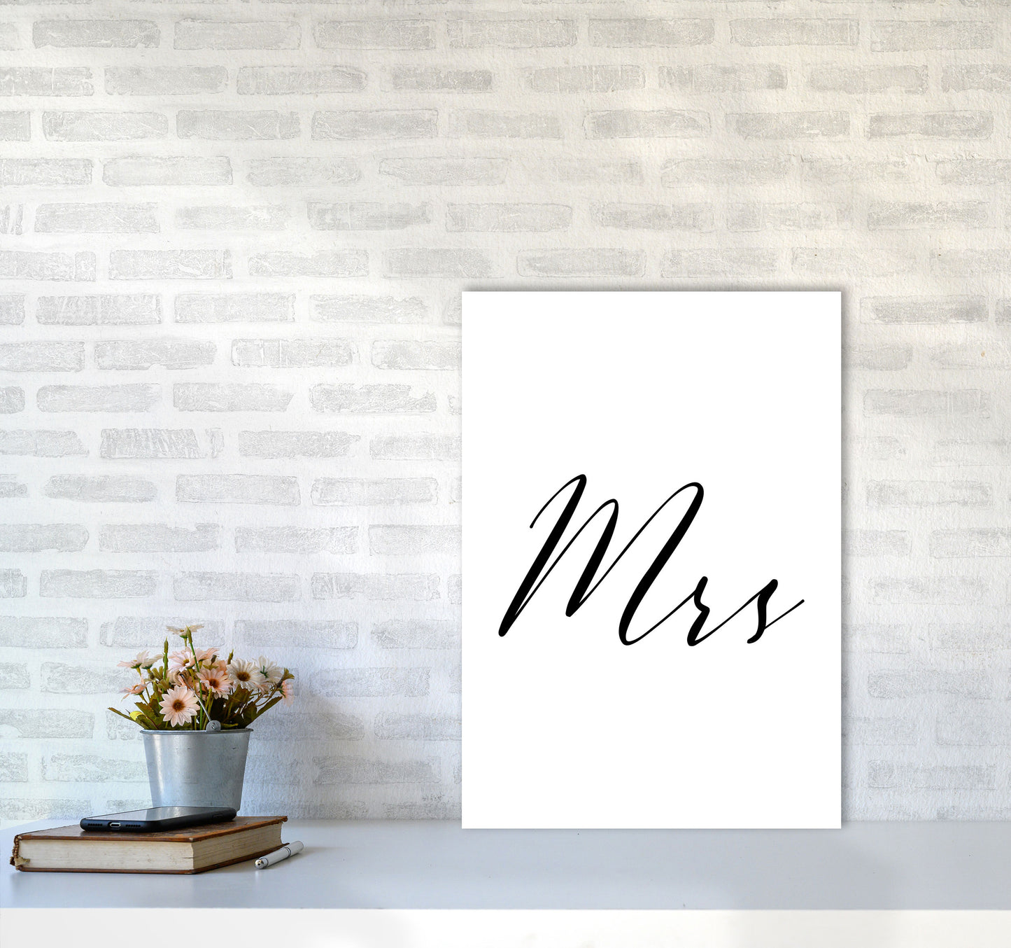 Mrs Framed Typography Wall Art Print A2 Black Frame