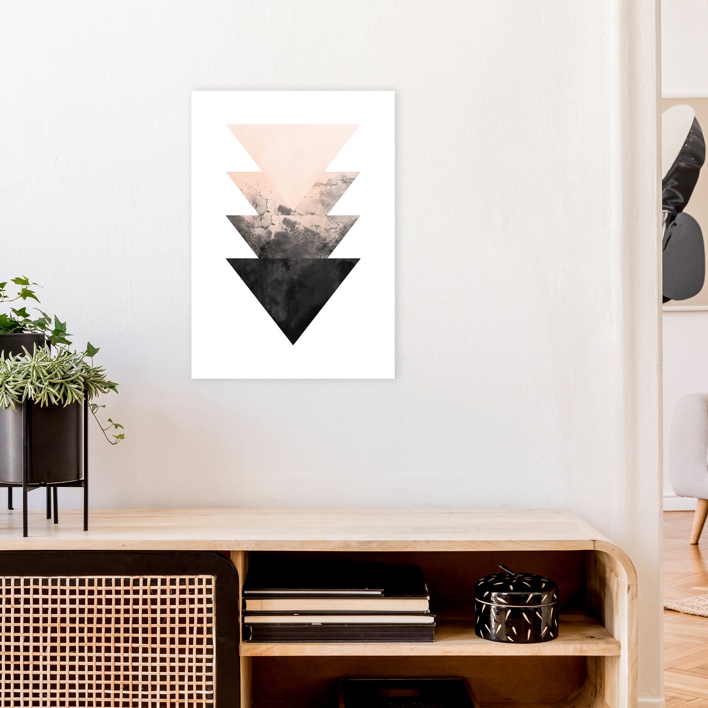 Nude And Black Watercolour 4 Art Print by Pixy Paper A2 Black Frame