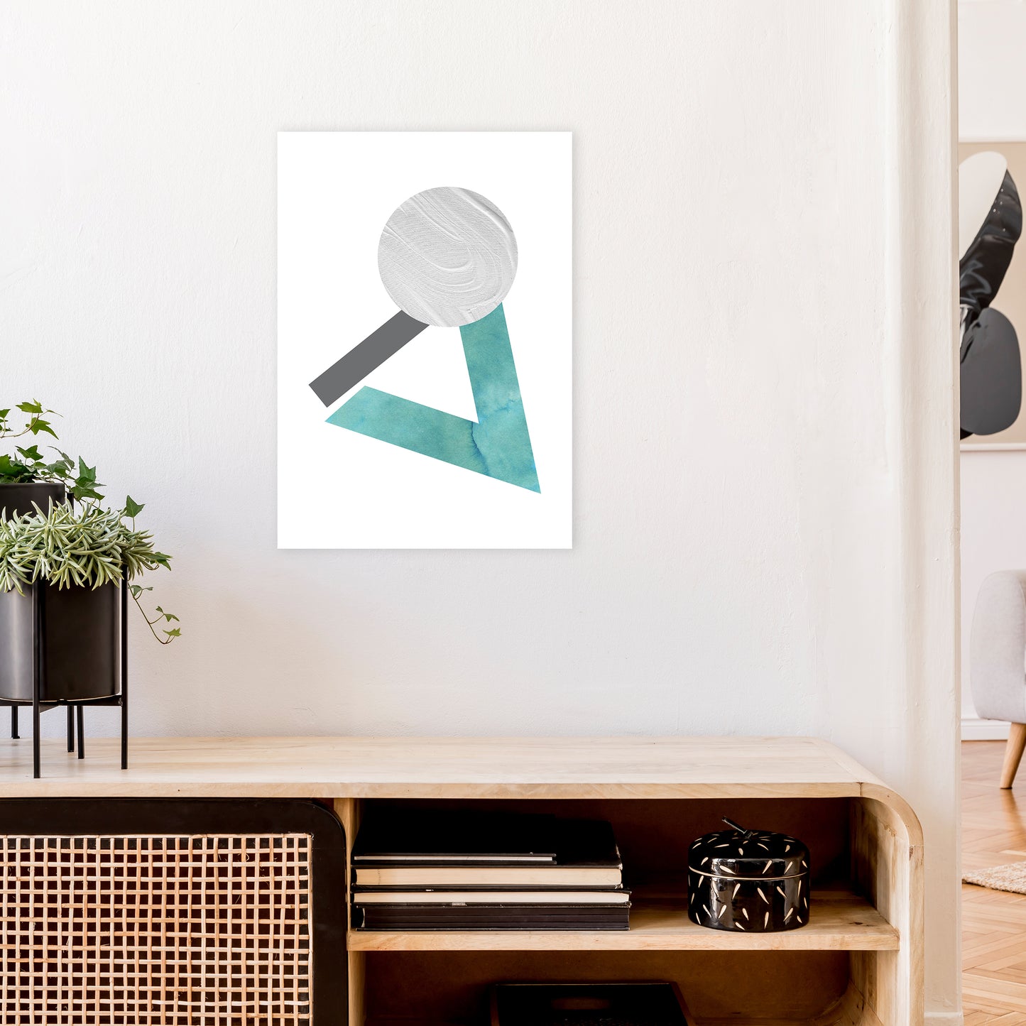Marble Teal And Silver 3 Art Print by Pixy Paper A2 Black Frame