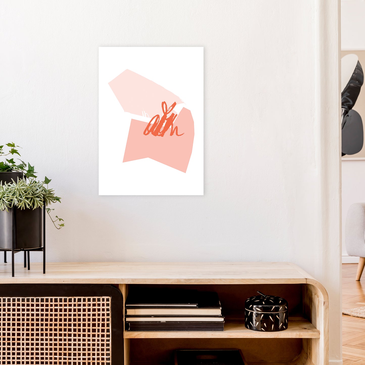 Pink And Coral Palette Shapes Art Print by Pixy Paper A2 Black Frame
