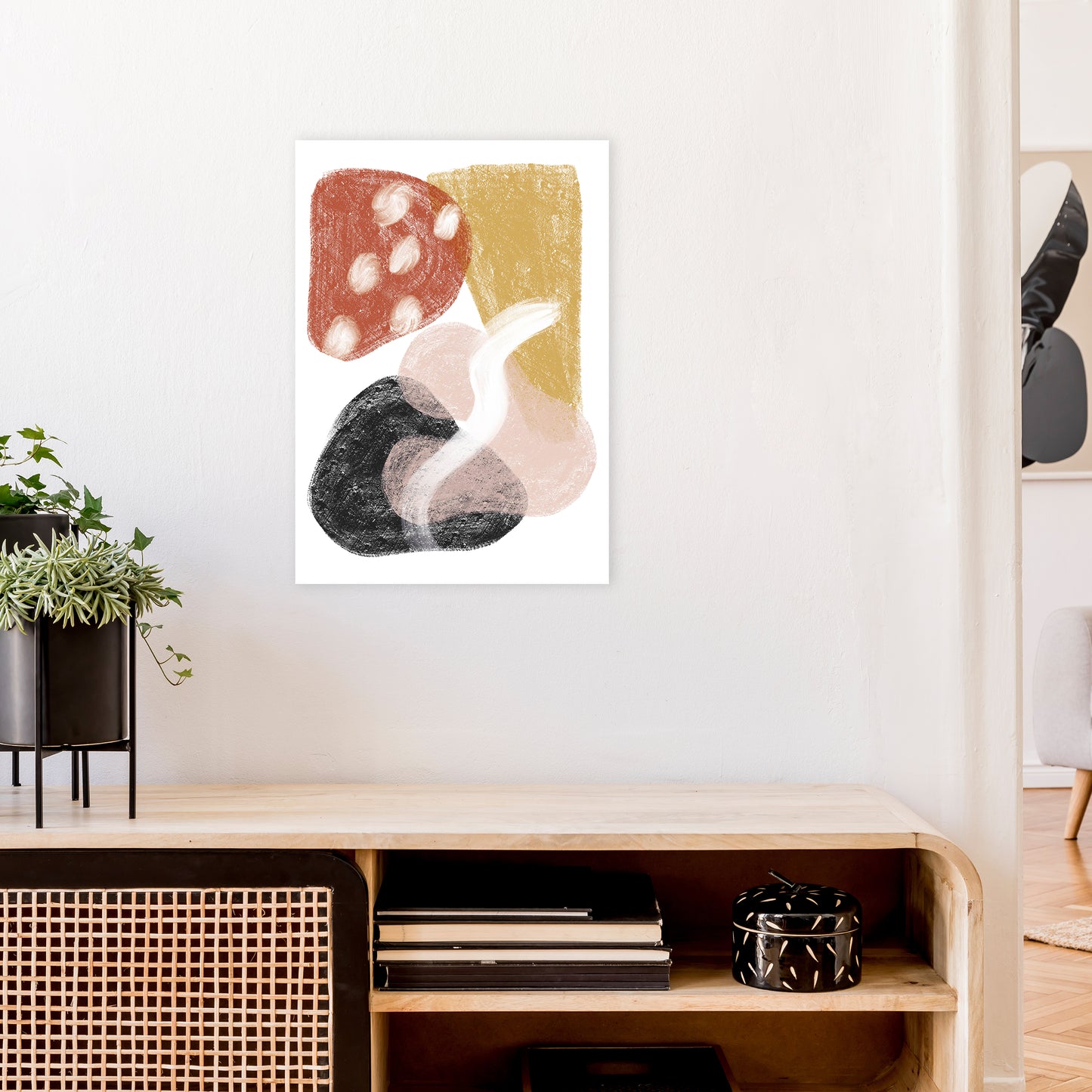 Dalia Chalk Mix Match Shapes Art Print by Pixy Paper A2 Black Frame