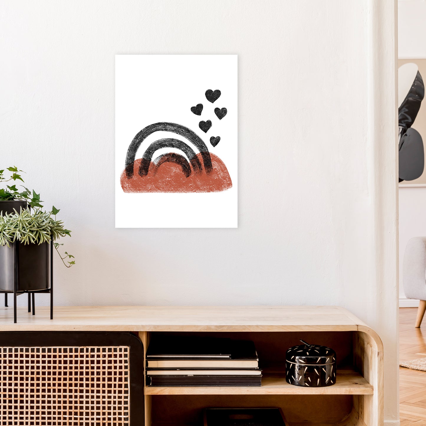 Dalia Chalk Black Rainbow Art Print by Pixy Paper A2 Black Frame