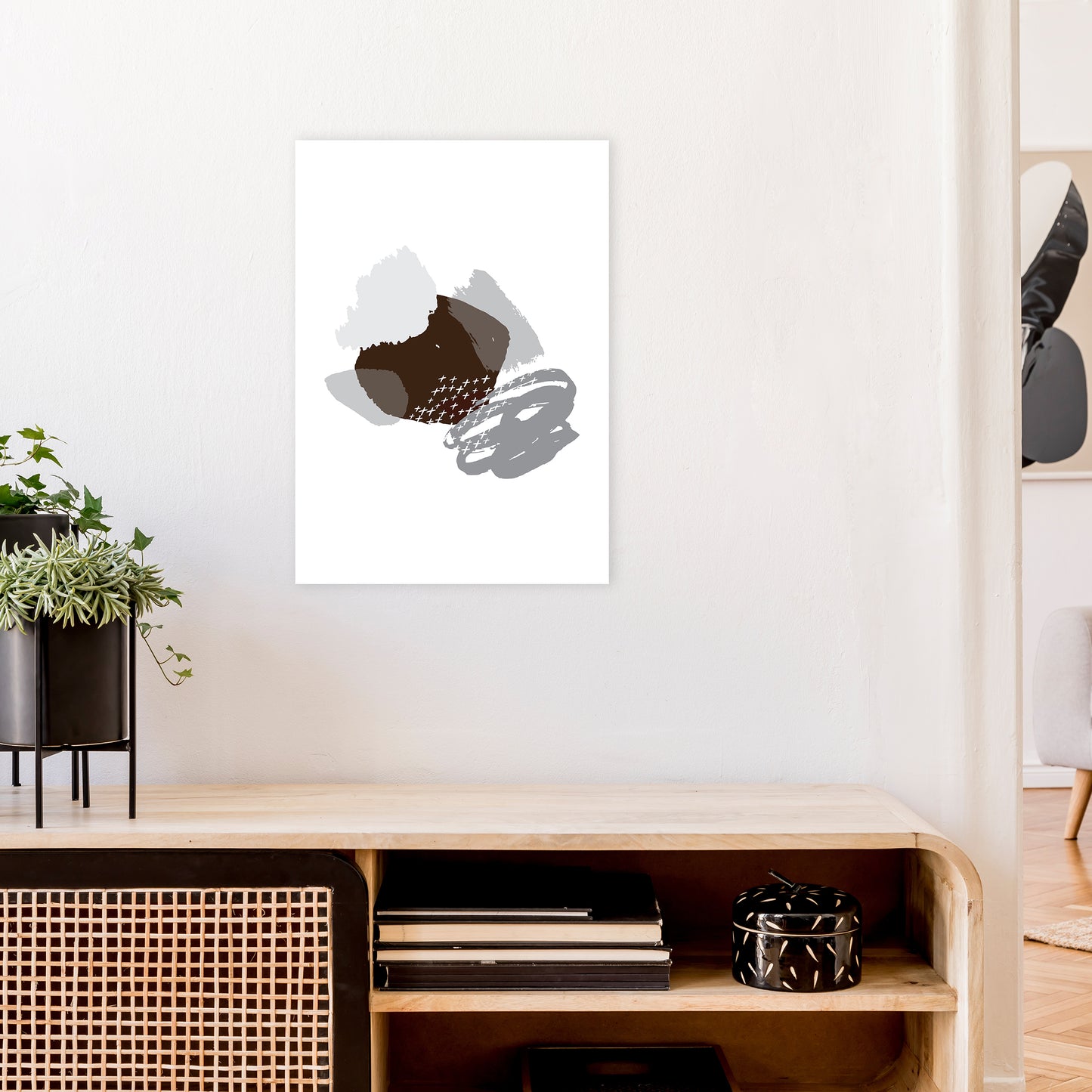 Mismatch Grey And Black Art Print by Pixy Paper A2 Black Frame