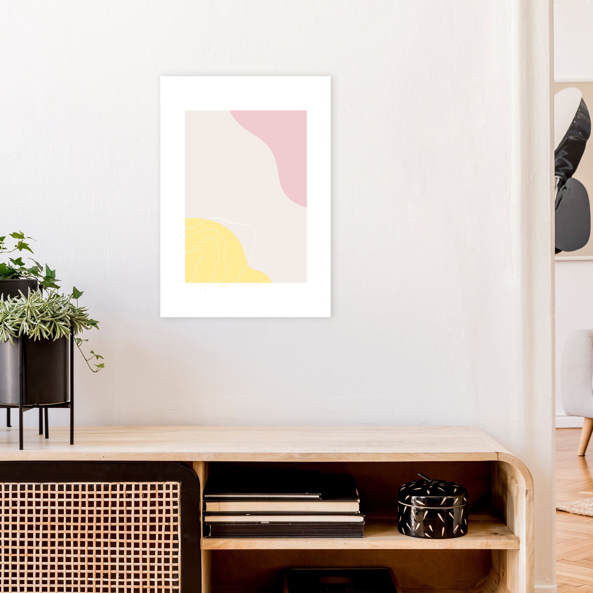 Mila Pink Abstract N18  Art Print by Pixy Paper A2 Black Frame
