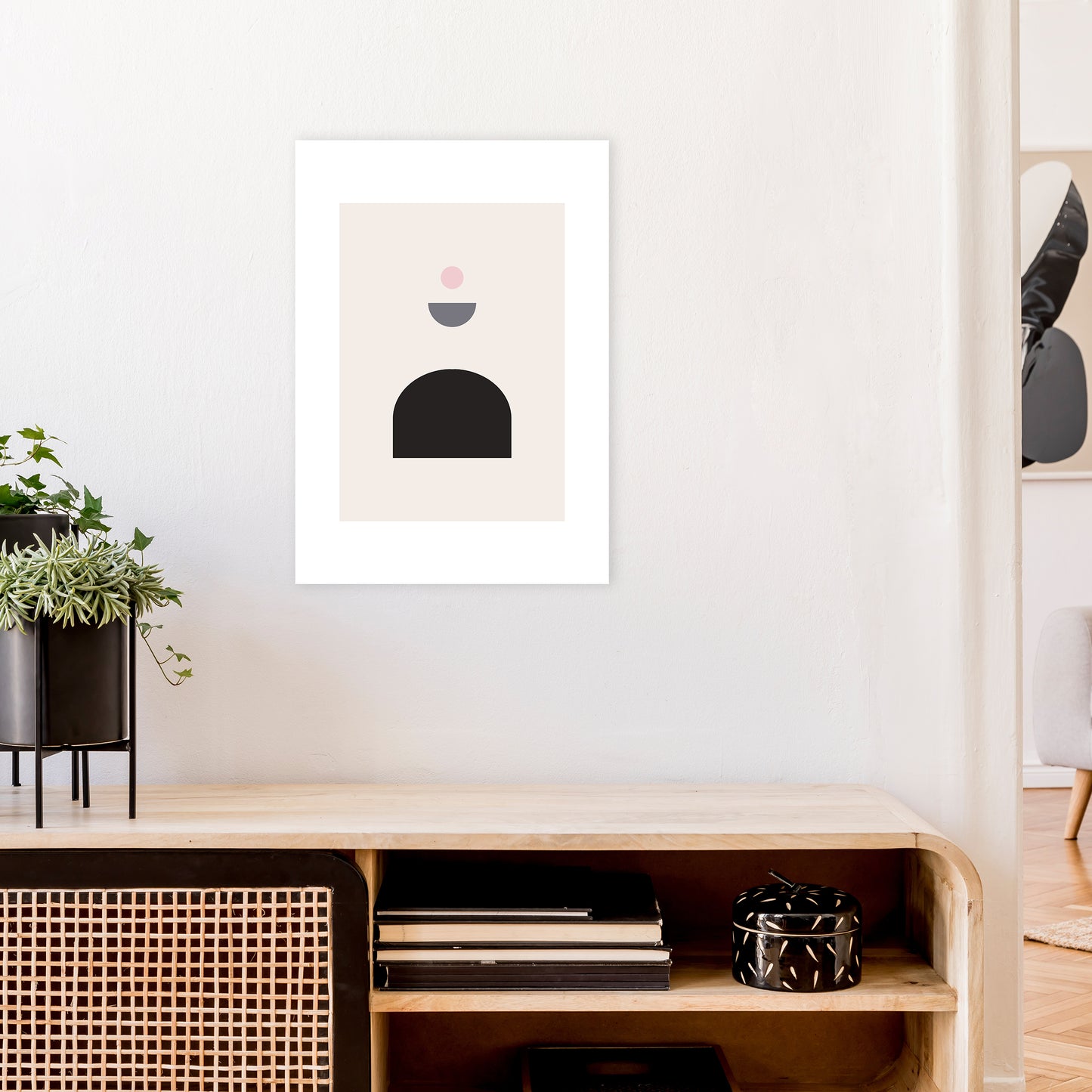 Mila Pink Abstract N13 Art Print by Pixy Paper A2 Black Frame