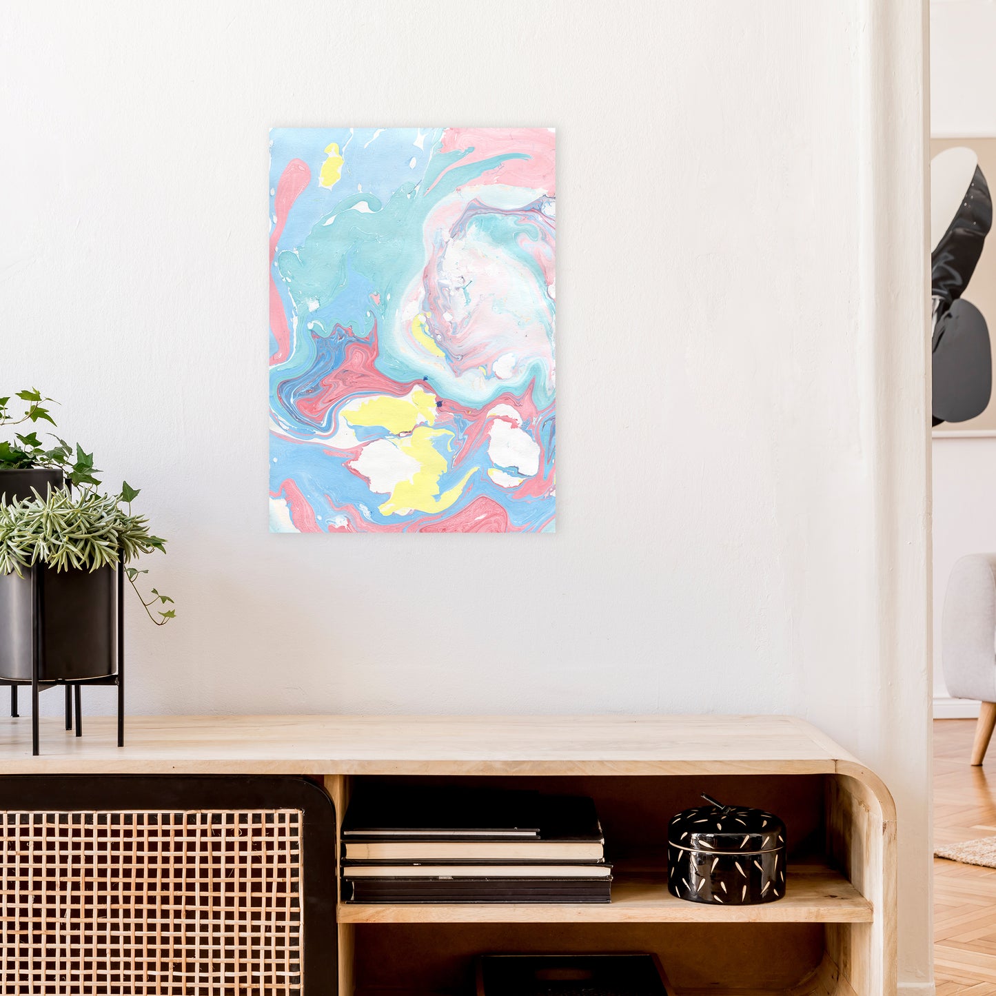 Liquid Mix Rainbow Art Print by Pixy Paper A2 Black Frame