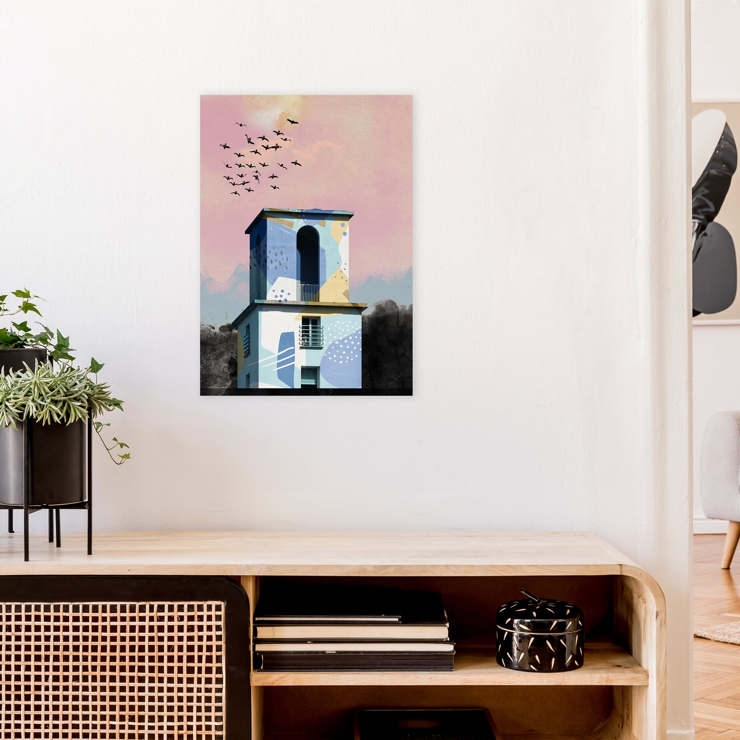 Pop Art Concrete Tower Art Print by Pixy Paper A2 Black Frame