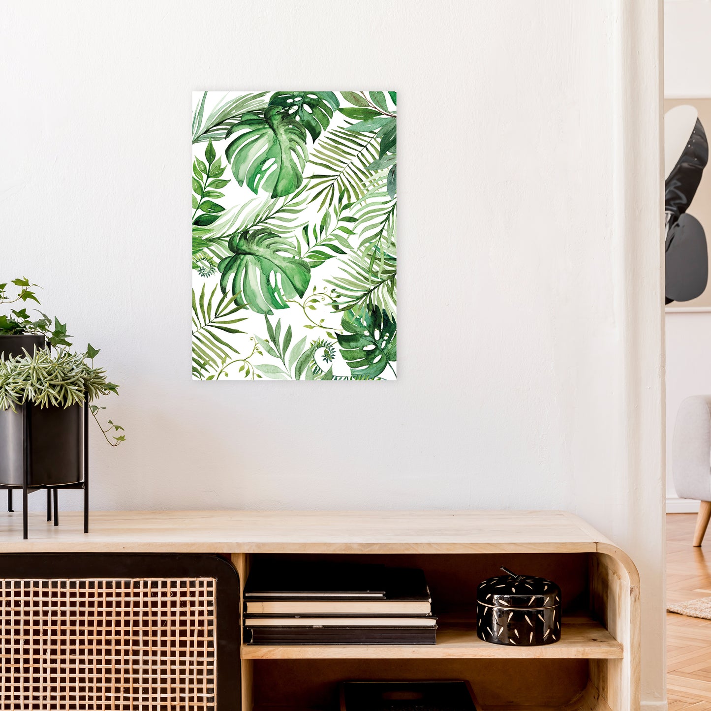 Full Page Leaves Exotic Art Print by Pixy Paper A2 Black Frame