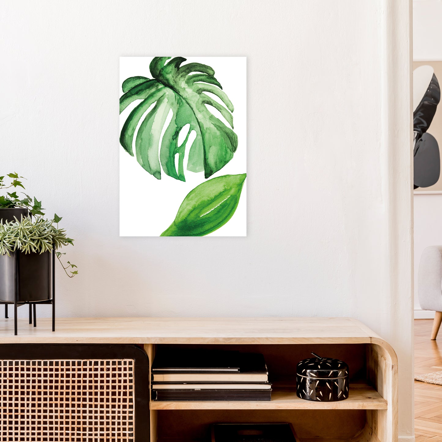Large Leaf Exotic Art Print by Pixy Paper A2 Black Frame