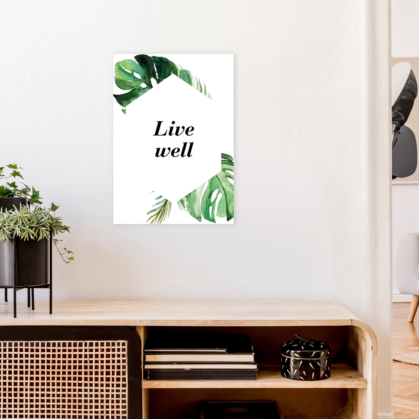 Live Well Exotic Art Print by Pixy Paper A2 Black Frame