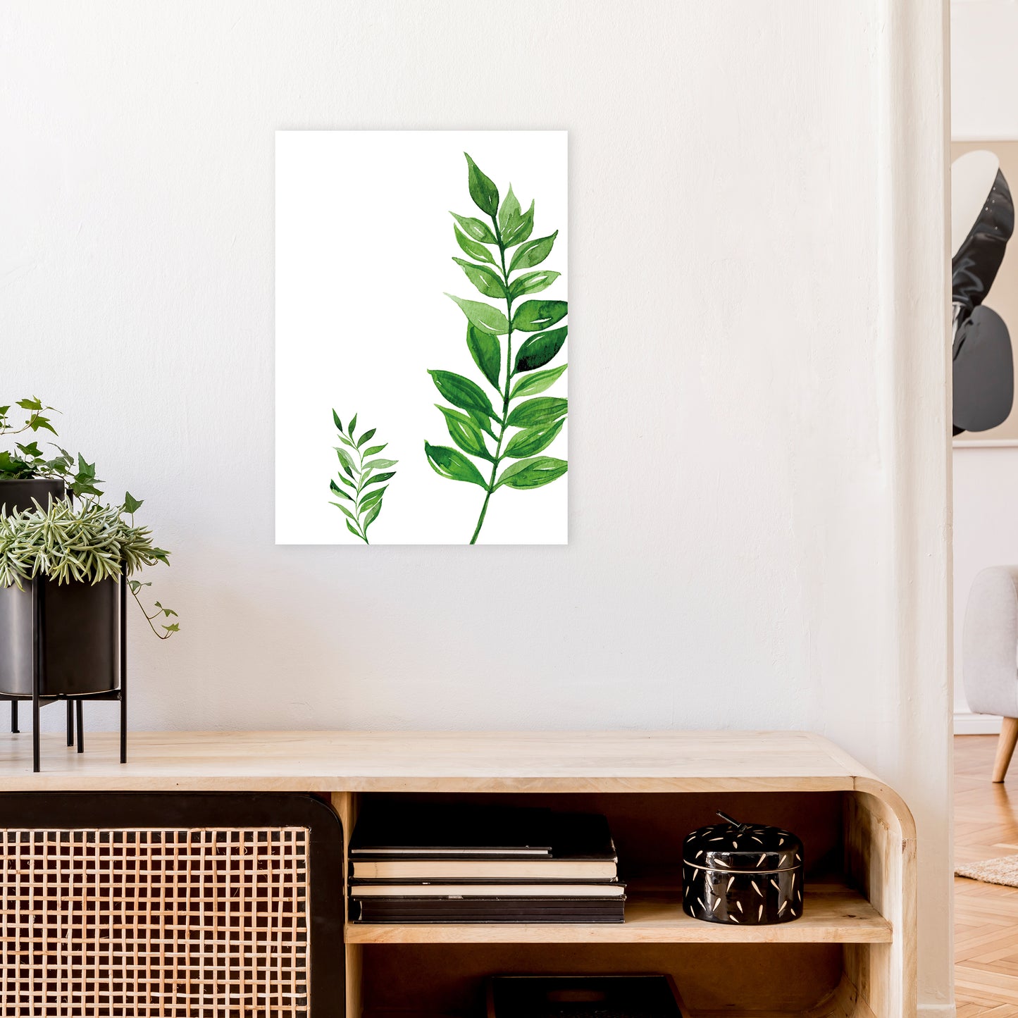 Side Leaf Exotic Art Print by Pixy Paper A2 Black Frame