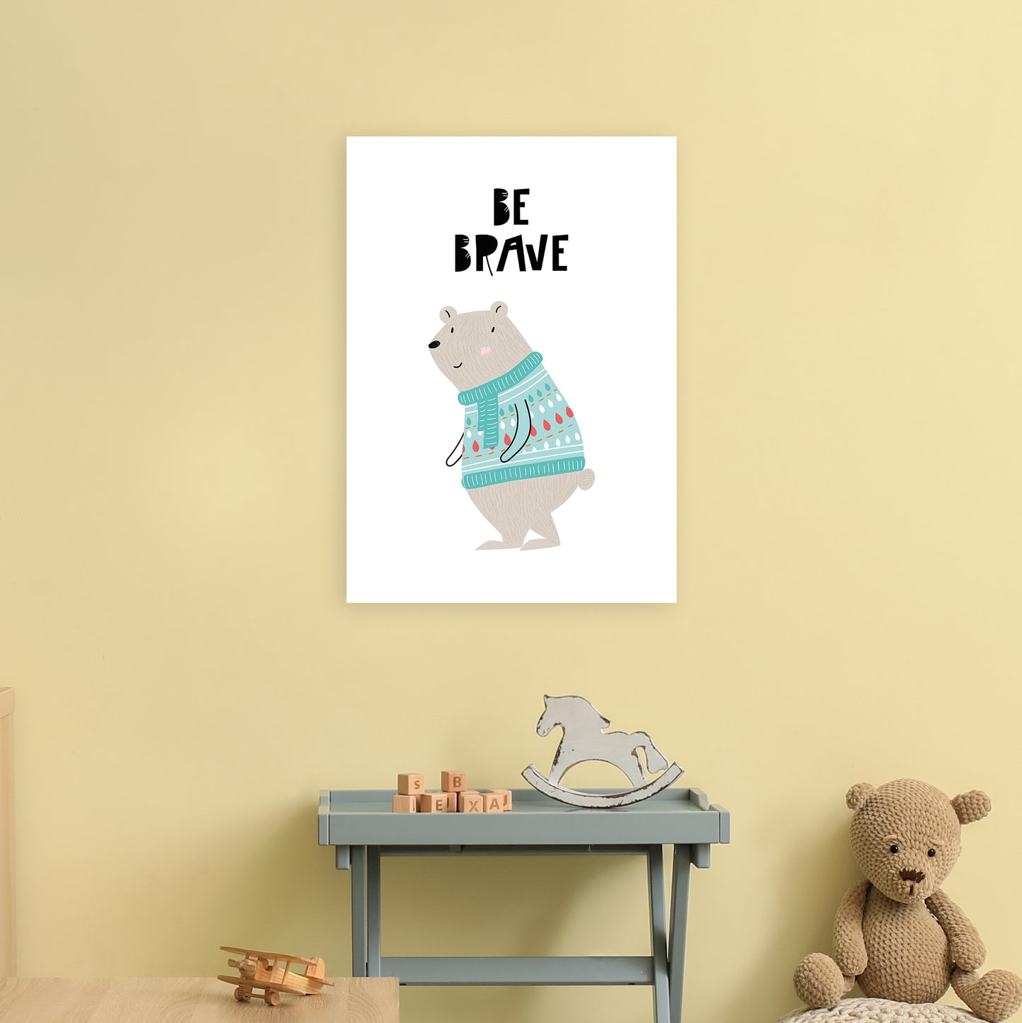 Be Brave Animal Art Print by Pixy Paper A2 Black Frame