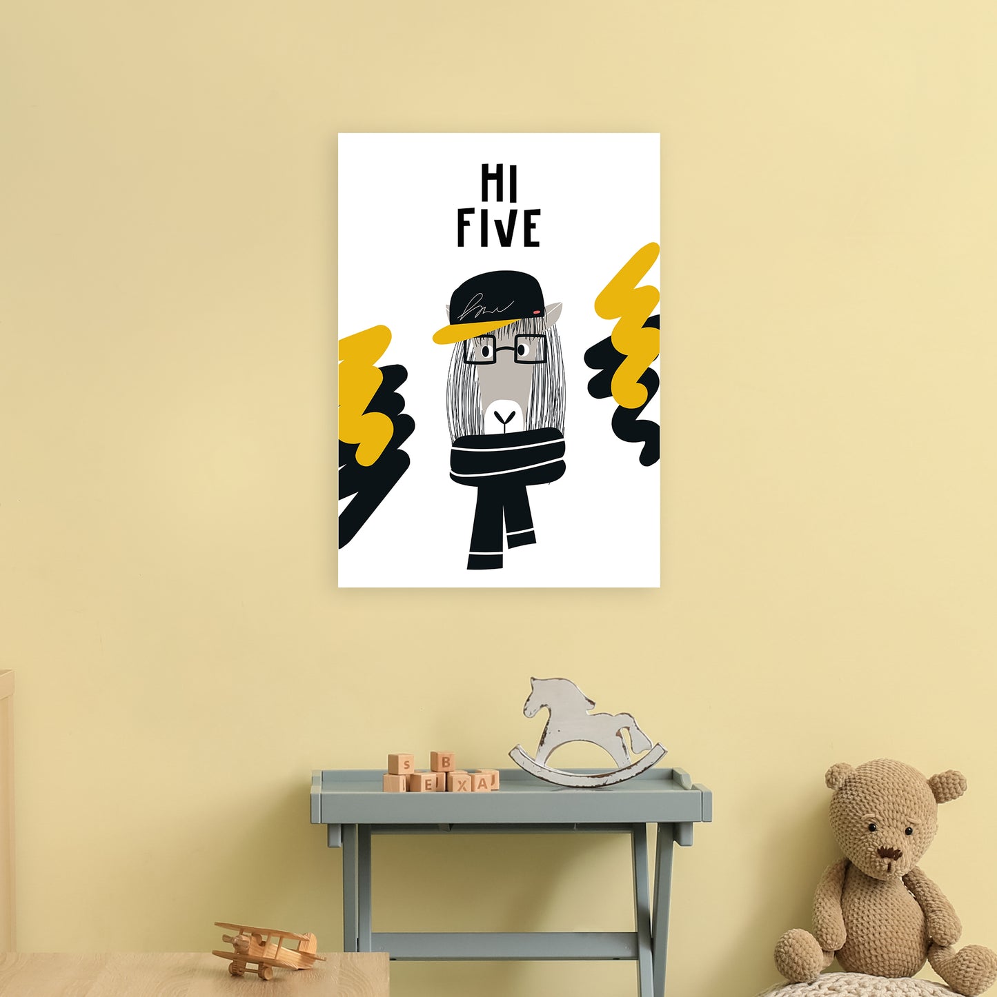 Hi Five Pop Art Print by Pixy Paper A2 Black Frame
