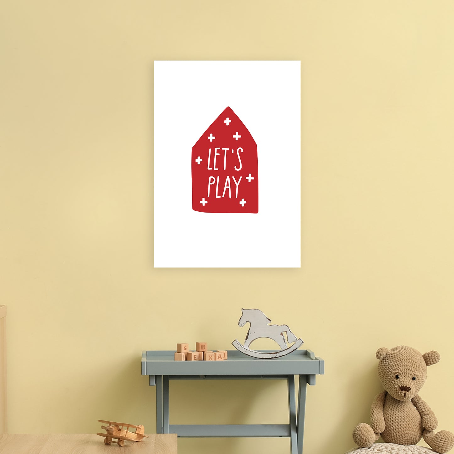 Let'S Play House Red Super Scandi Art Print by Pixy Paper A2 Black Frame