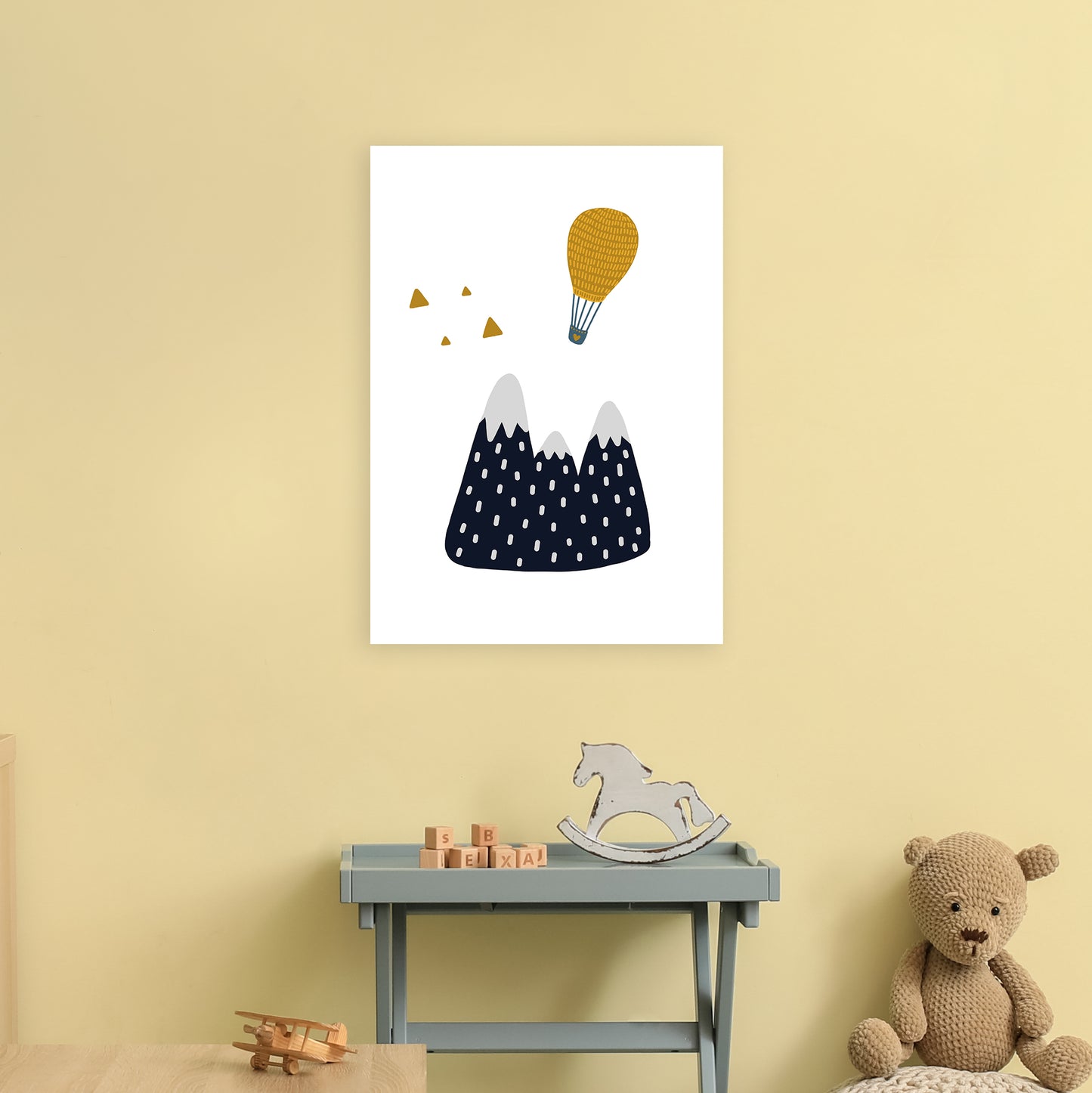 Little Explorer Hot Air Balloon Art Print by Pixy Paper A2 Black Frame