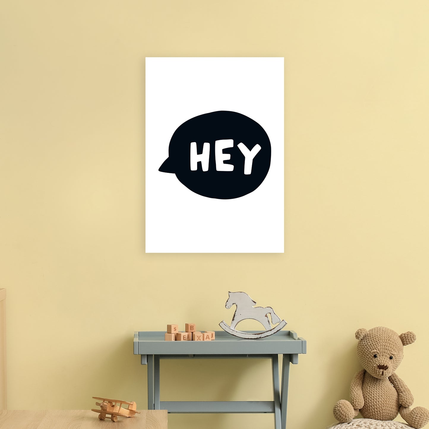 Hey Bubble Super Scandi Black Art Print by Pixy Paper A2 Black Frame