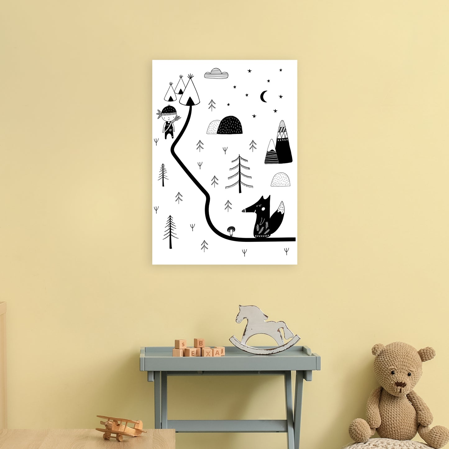 Little Explorer Winding Road Art Print by Pixy Paper A2 Black Frame