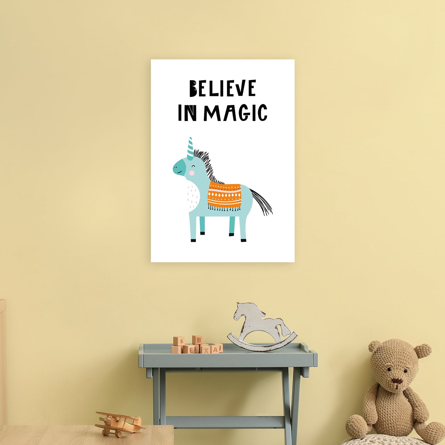 Believe In Magic Animal Pop Art Print by Pixy Paper A2 Black Frame
