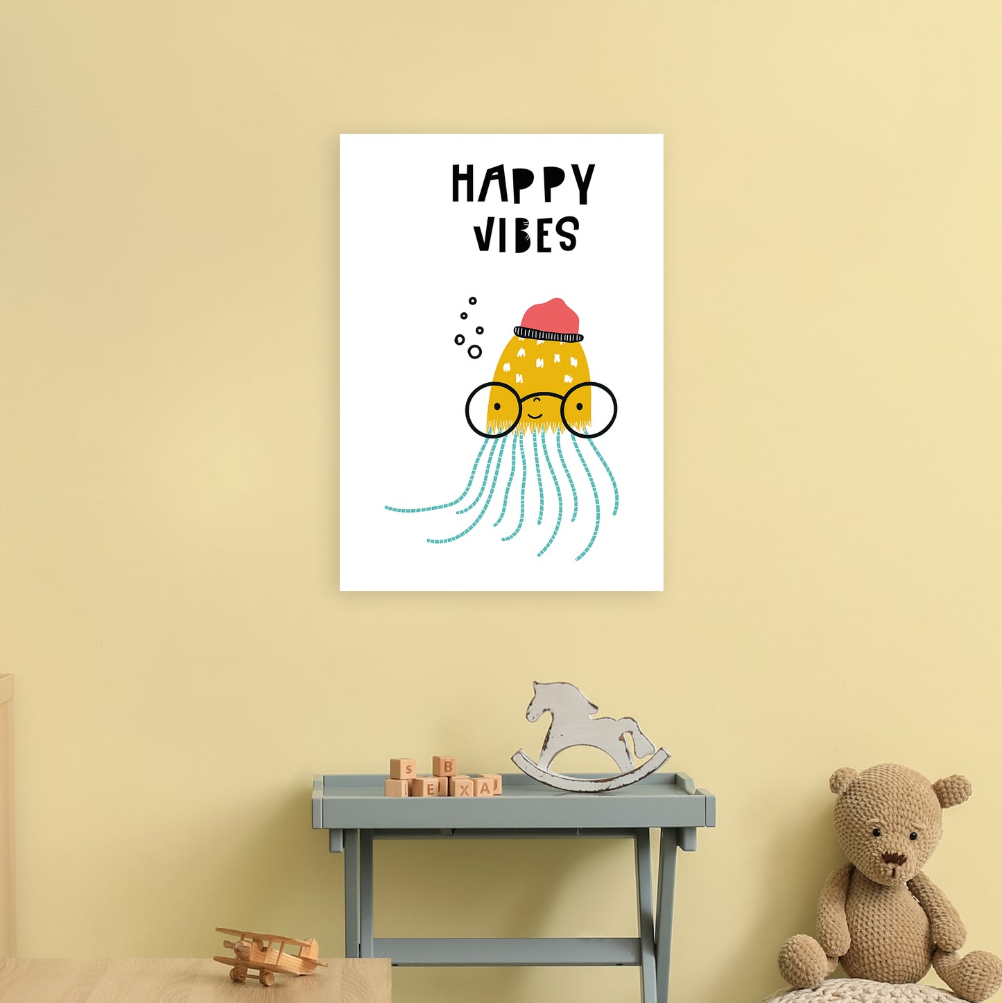 Happy Vibes Animal Pop Art Print by Pixy Paper A2 Black Frame