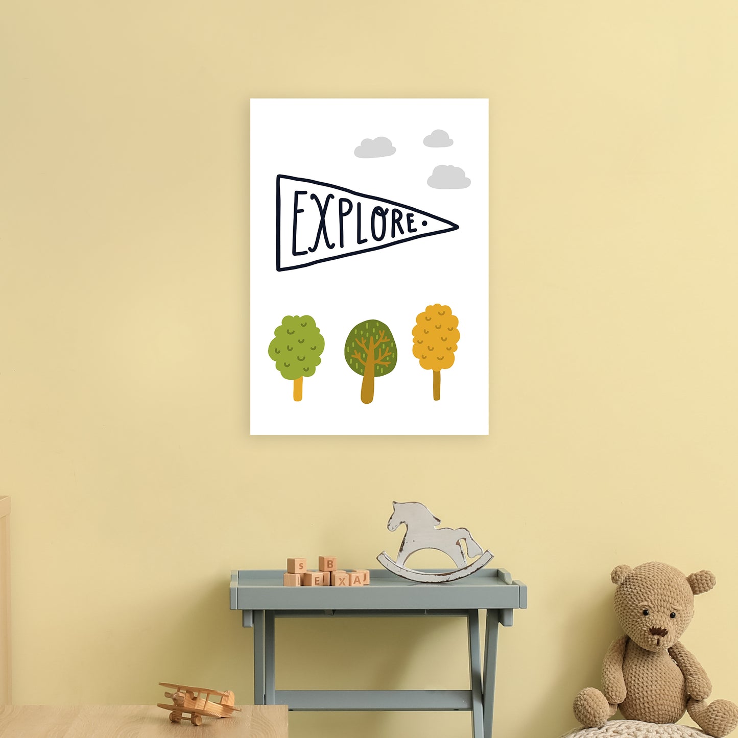 Little Explorer Sign Art Print by Pixy Paper A2 Black Frame