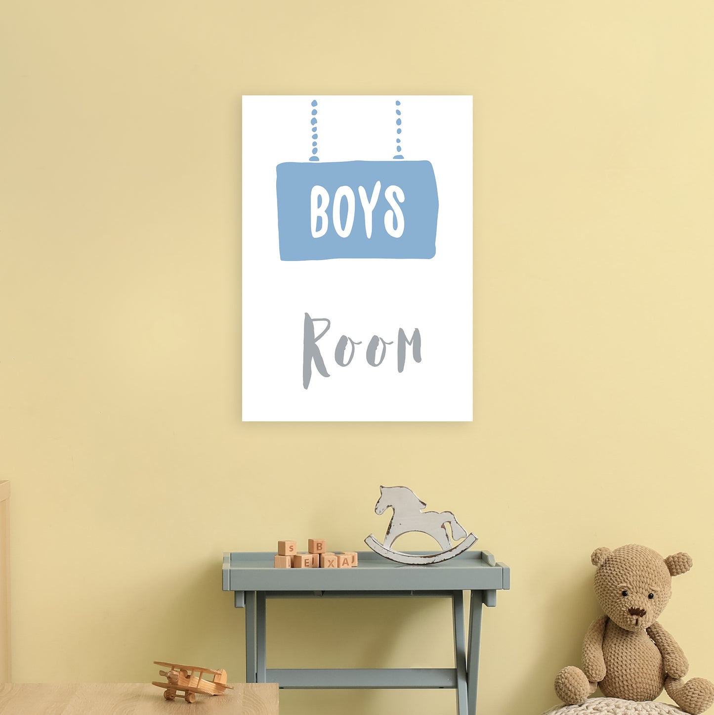 Boys Room Blue Art Print by Pixy Paper A2 Black Frame