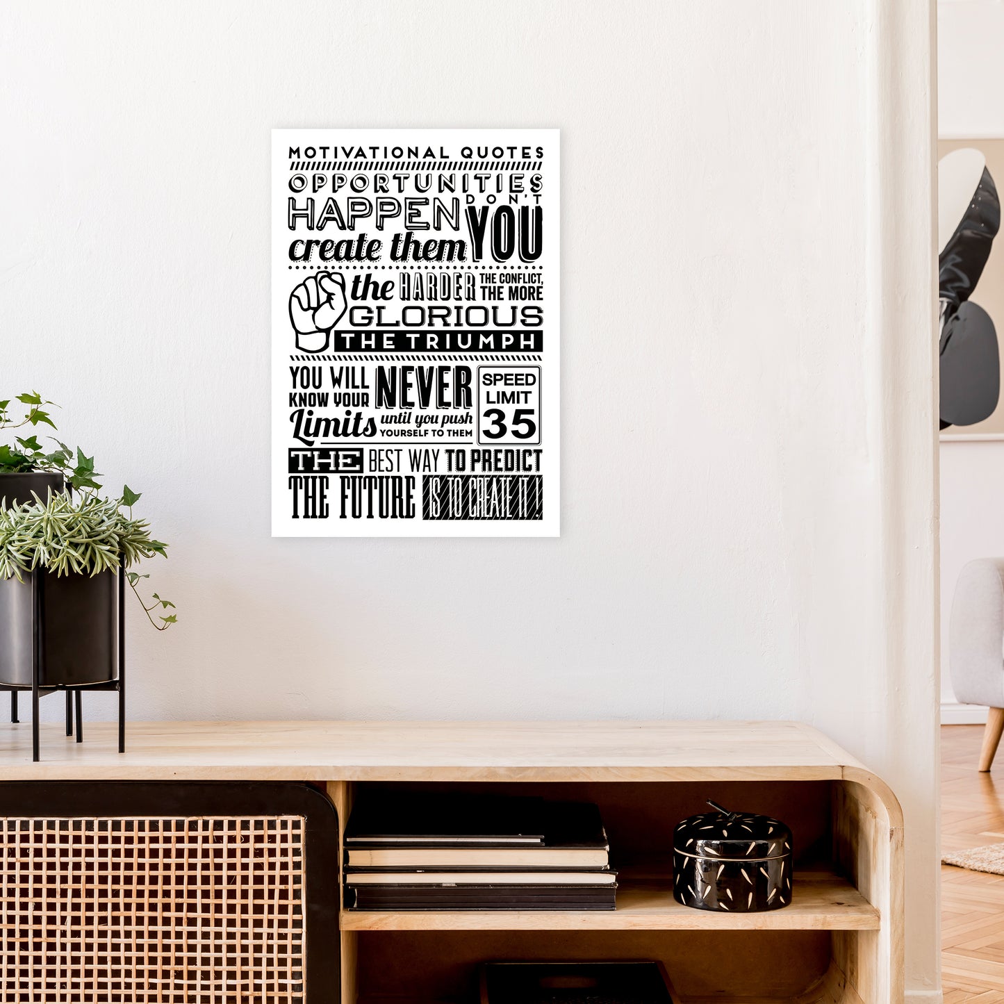 Opportunities Happen Vintage Art Print by Pixy Paper A2 Black Frame