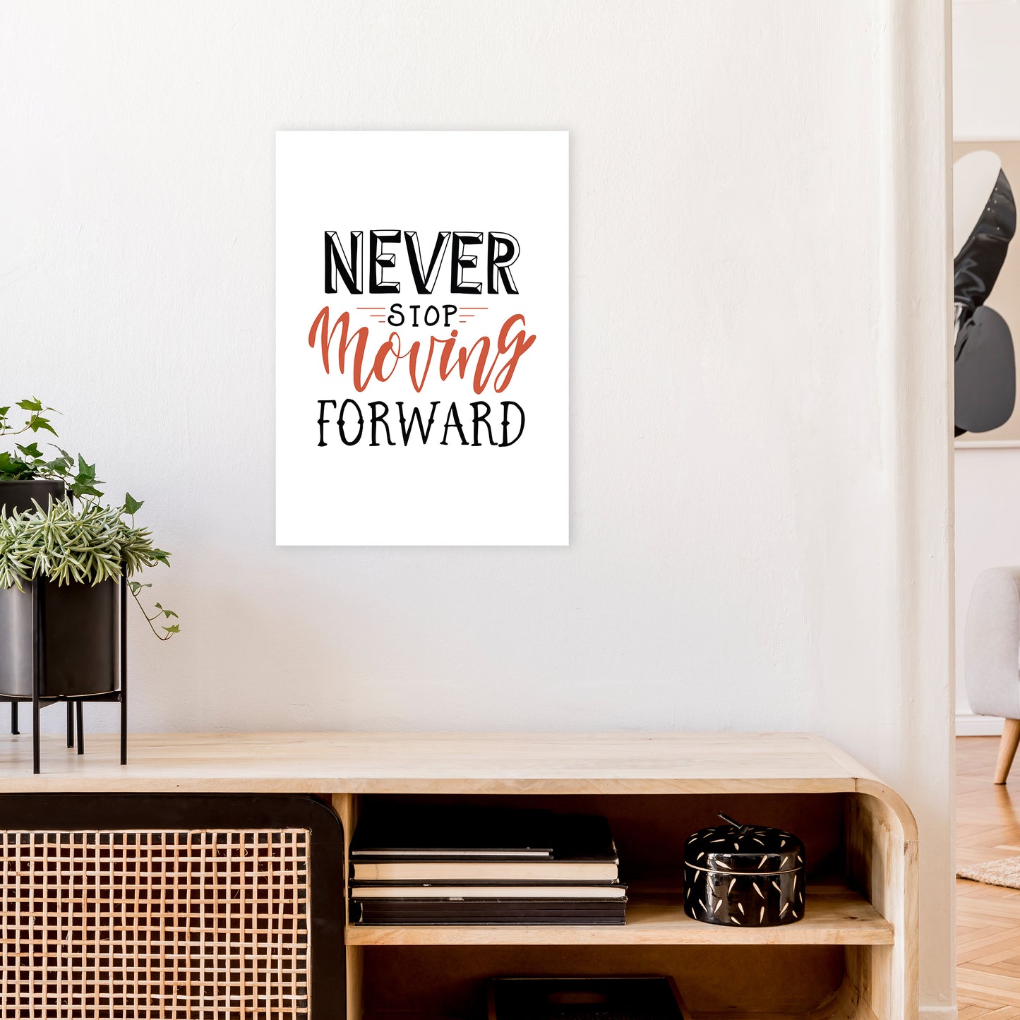 Never Stop Moving Forward Art Print by Pixy Paper A2 Black Frame